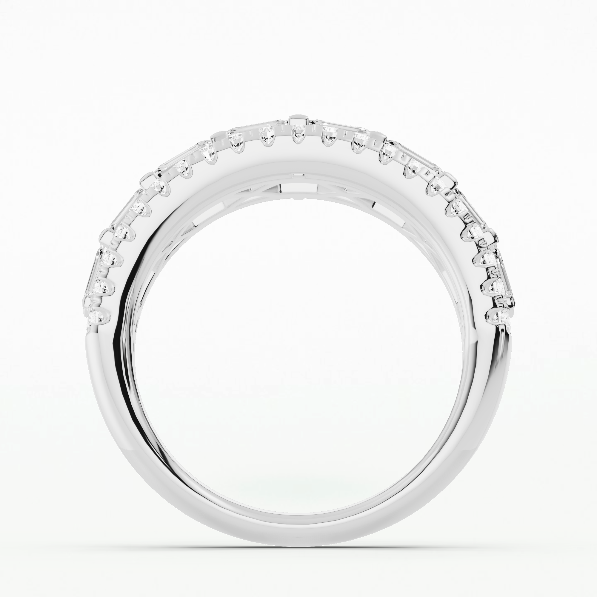 Emerald & Round Trilateral Ring-Multi Stone
