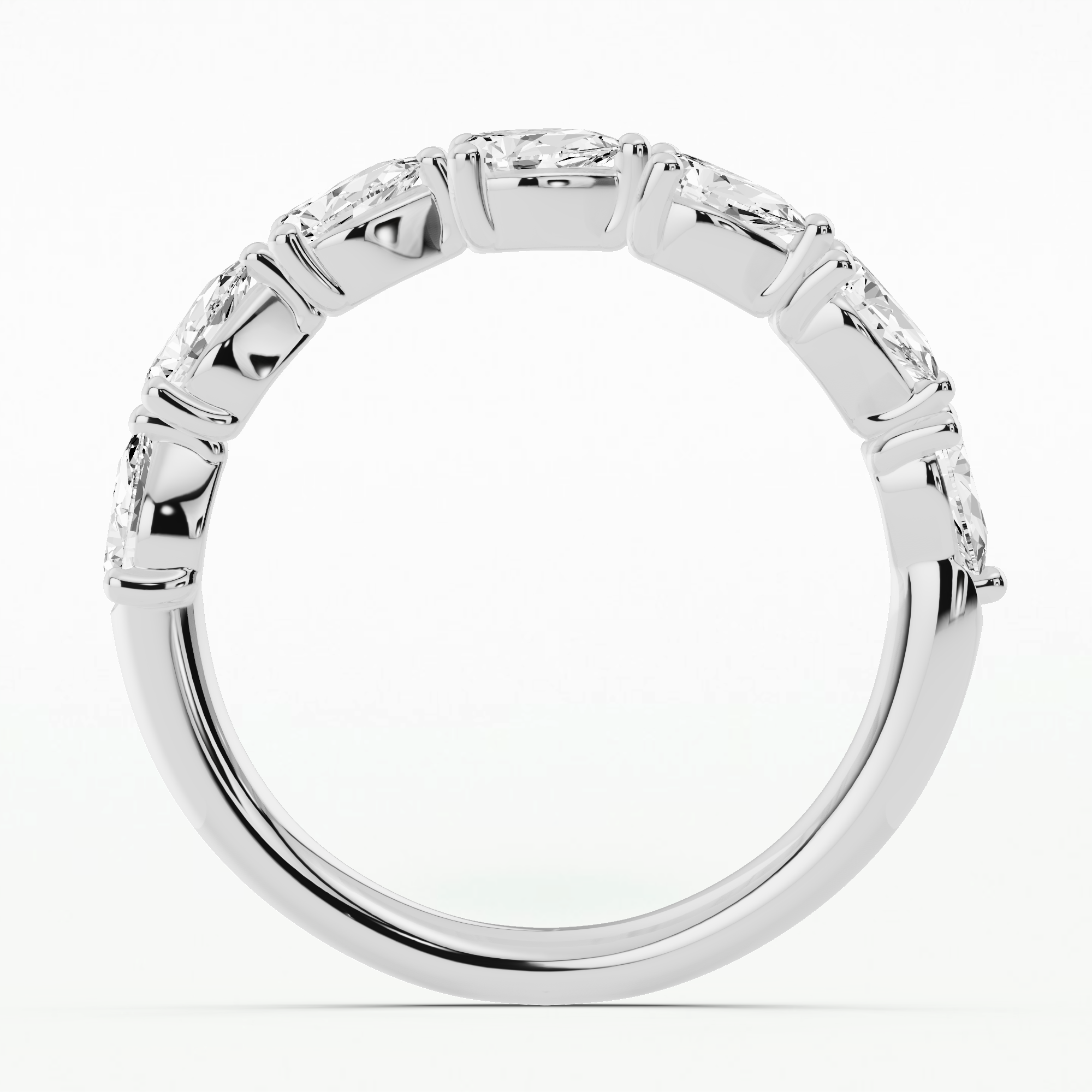 East West Drop Half Eternity Band-Pear