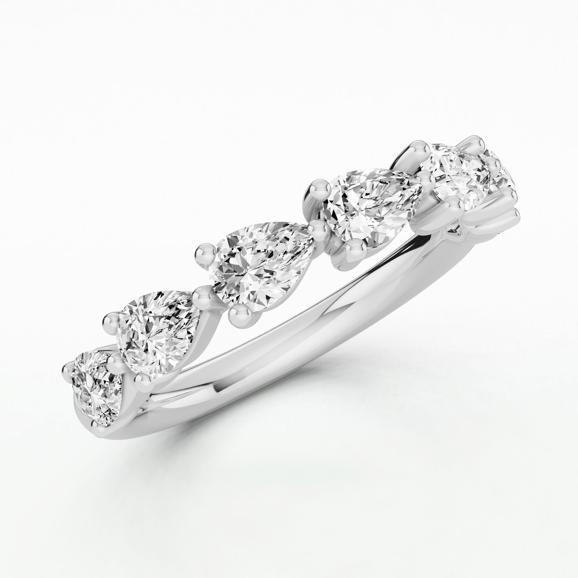 East West Drop Half Eternity Band-Pear