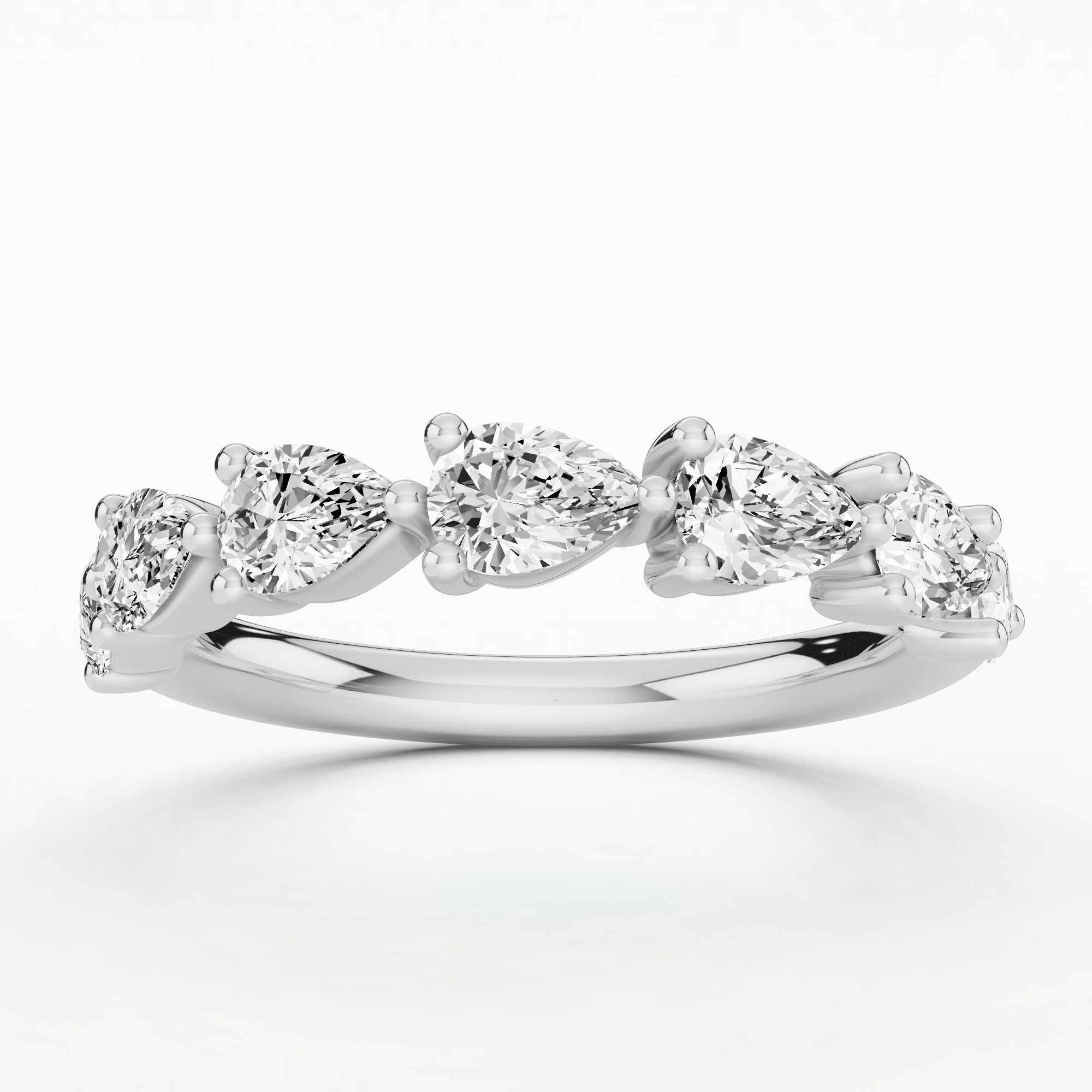 East West Drop Half Eternity Band-Pear