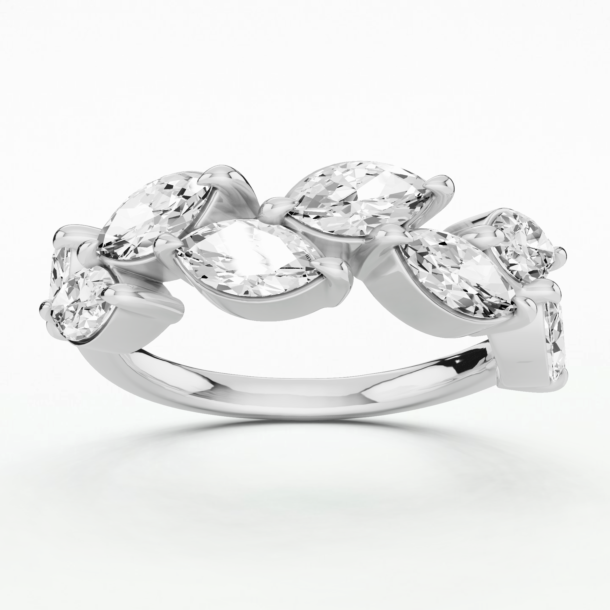 Roseflare Half Eternity Diamond Ring - Marquise