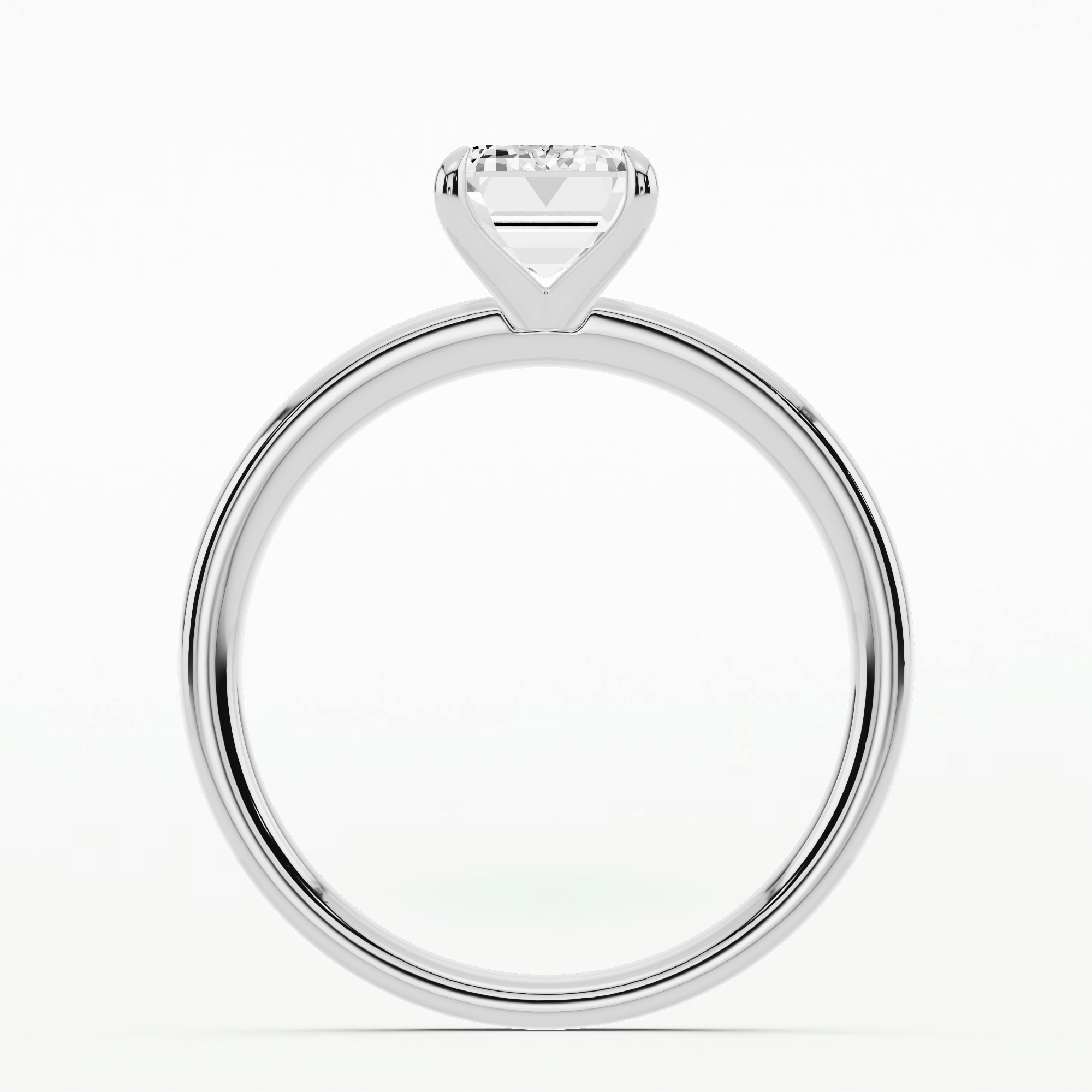 Straight Shank Prong Set Solitaire Ring-Emerald Cut