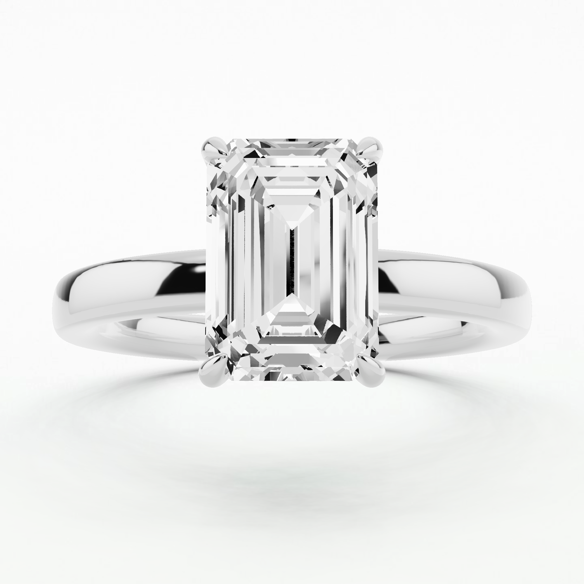 Straight Shank Prong Set Solitaire Ring-Emerald Cut