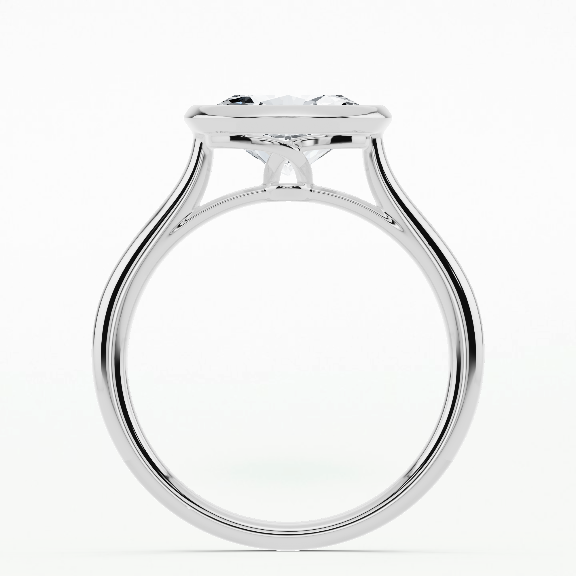 Ornate Gallery Plain Shank Bezel Set Solitaire Ring-Oval