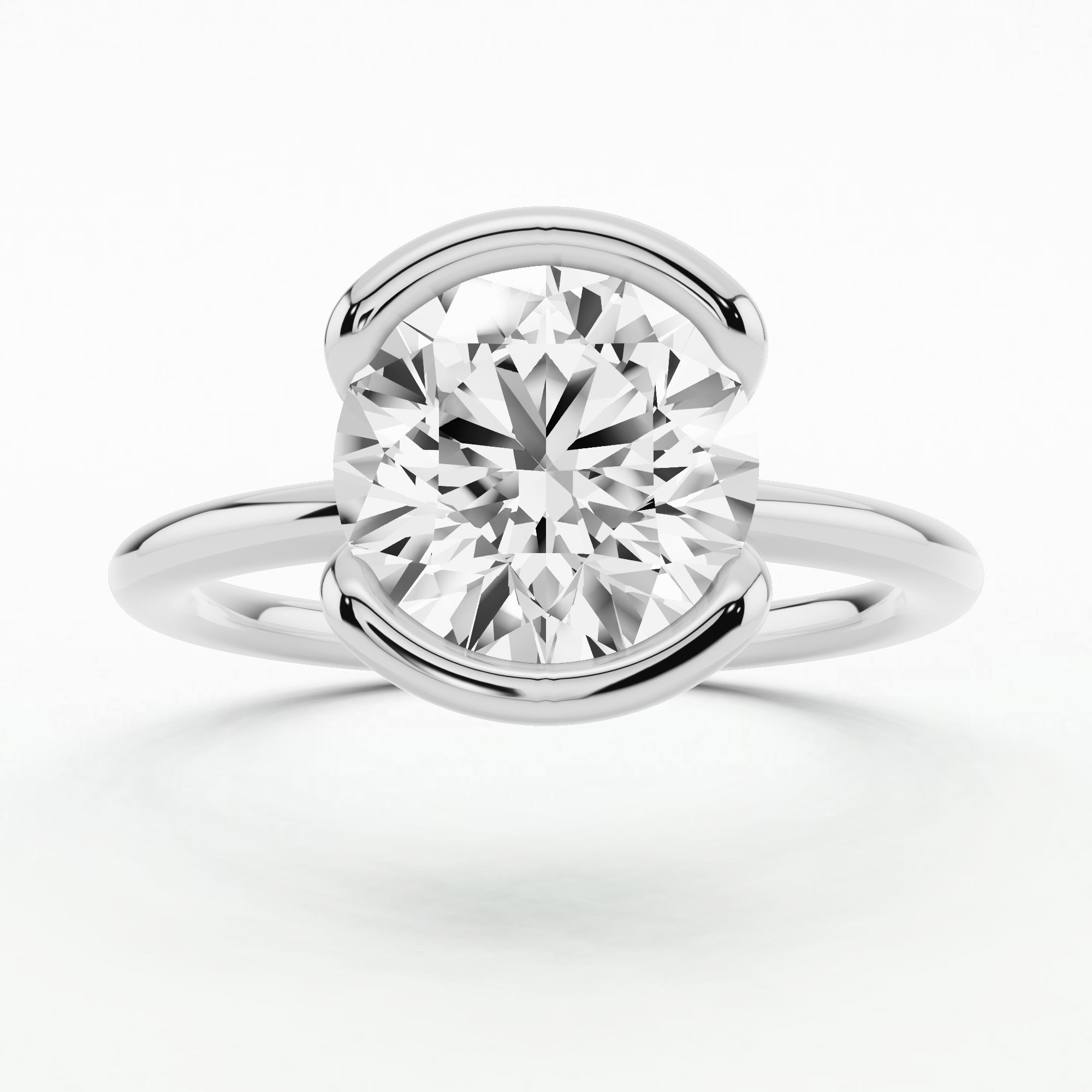 Ophelia Bezel Set Solitaire Diamond Ring-Round
