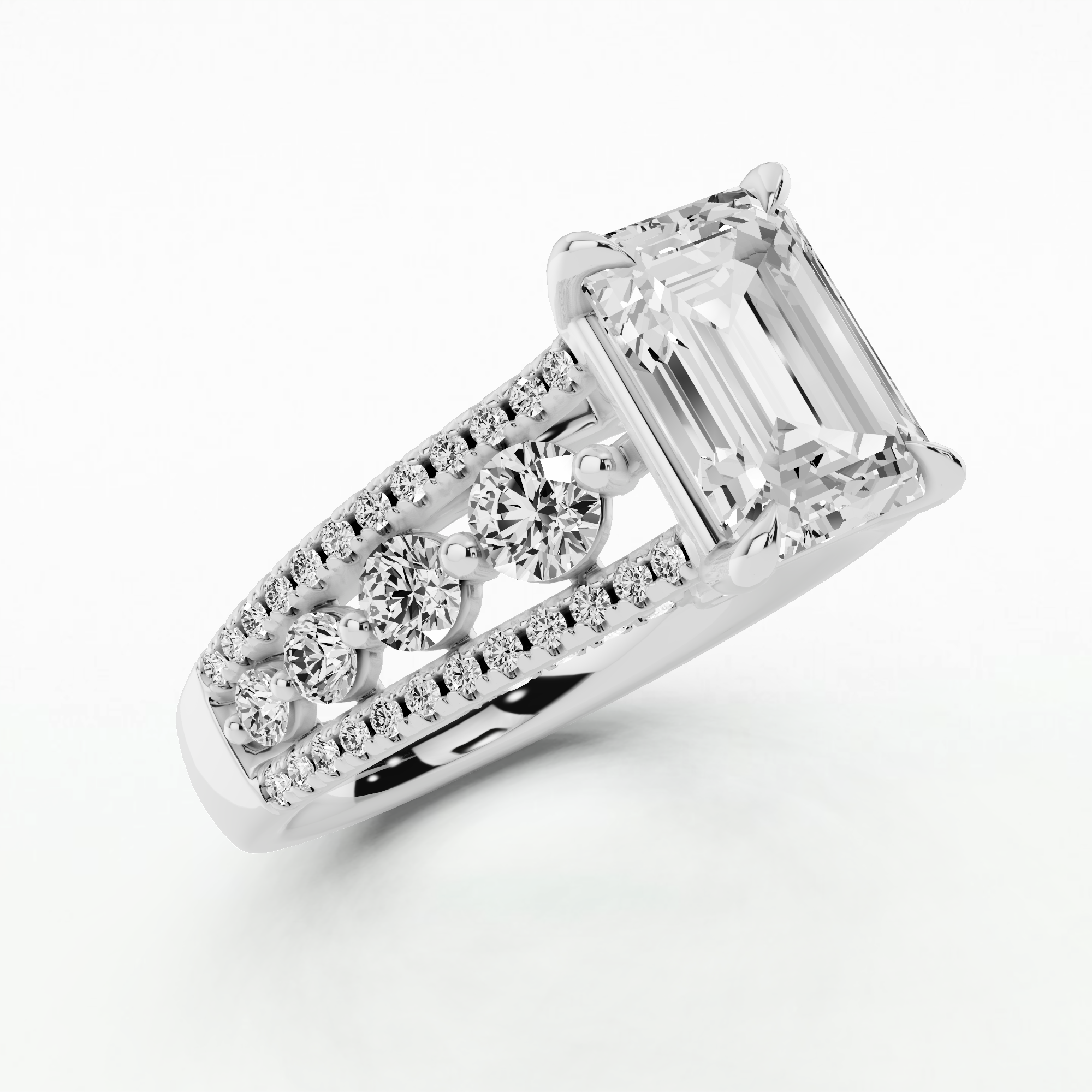 Luminara Solitaire Diamond Ring-Emerald Cut