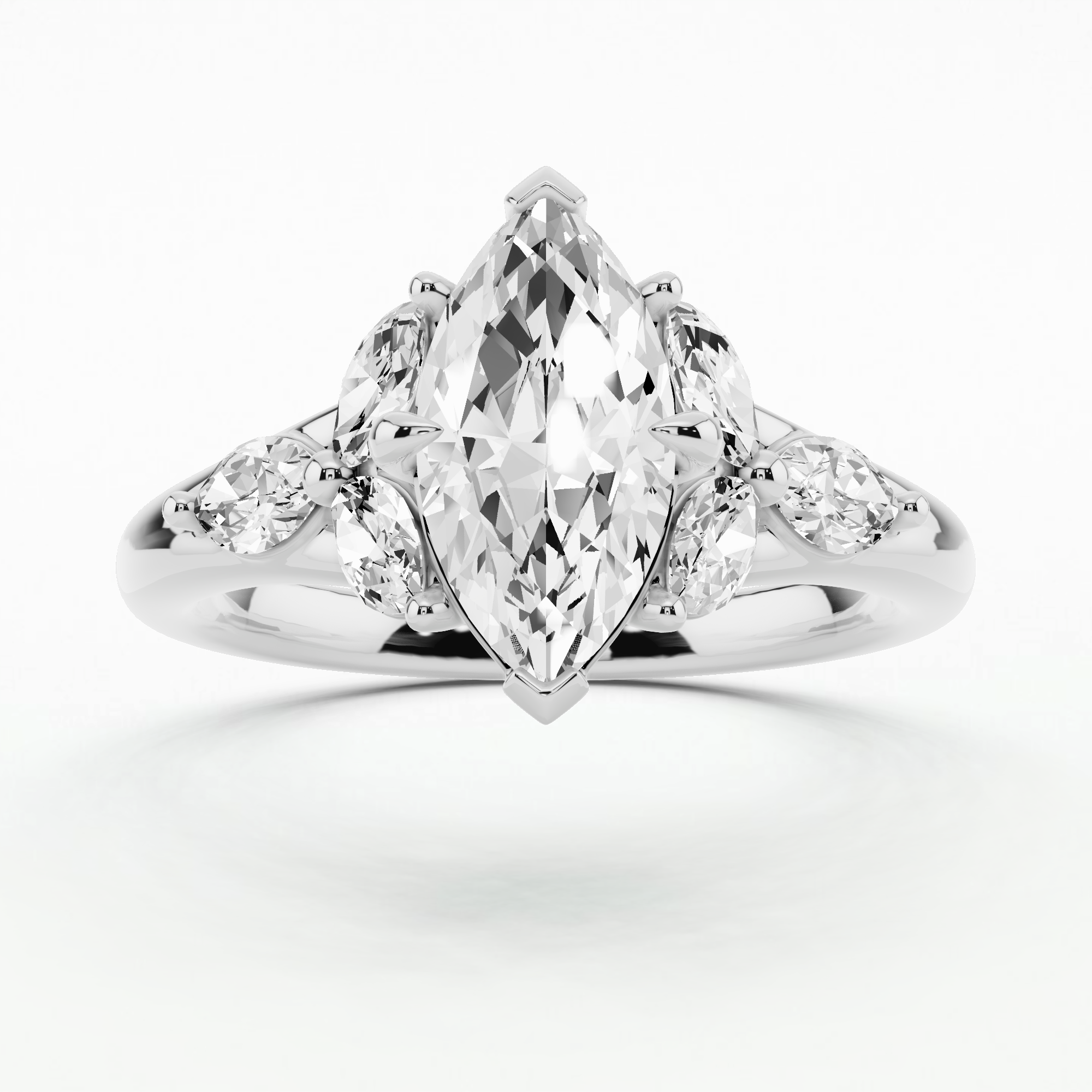Petal Frost Diamond Fashion Ring-Marquise