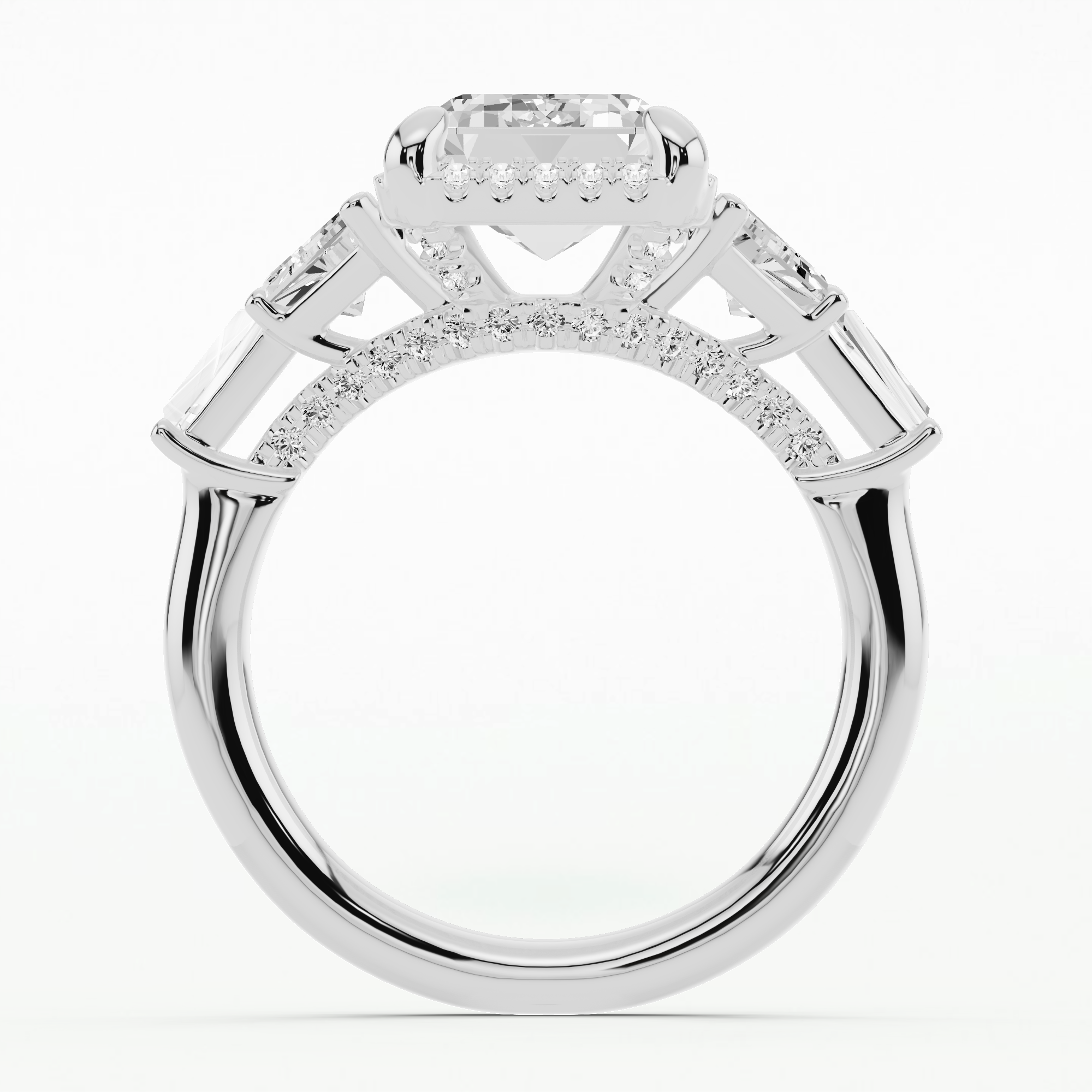 The Trilogy Halo Ring-Emerald Cut