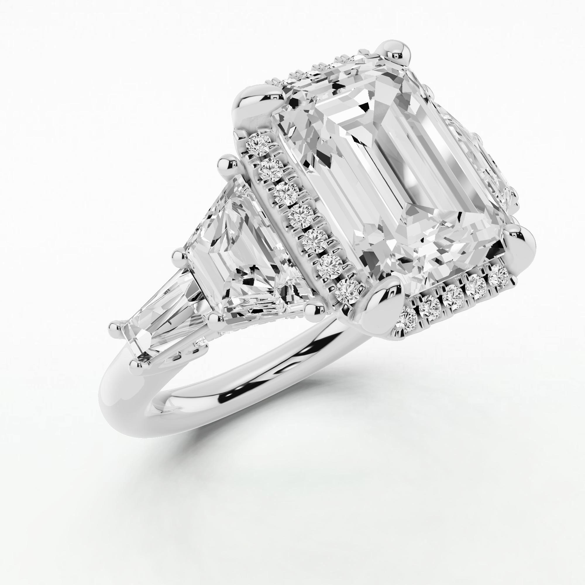 The Trilogy Halo Ring-Emerald Cut