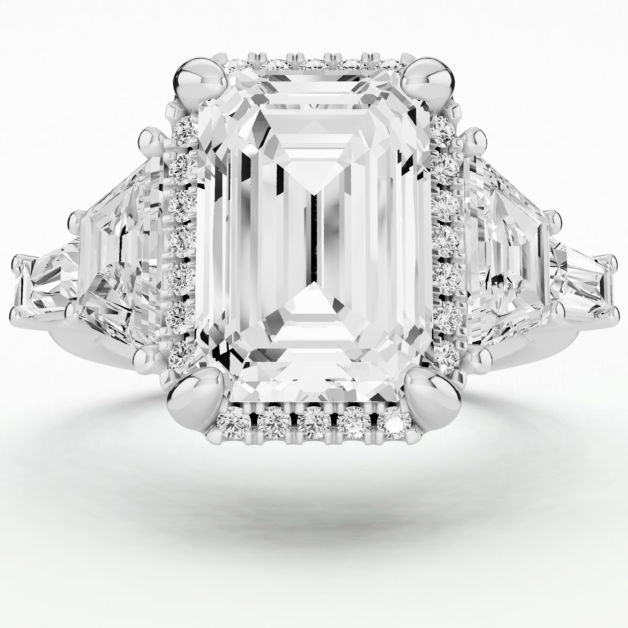 The Trilogy Halo Ring-Emerald Cut