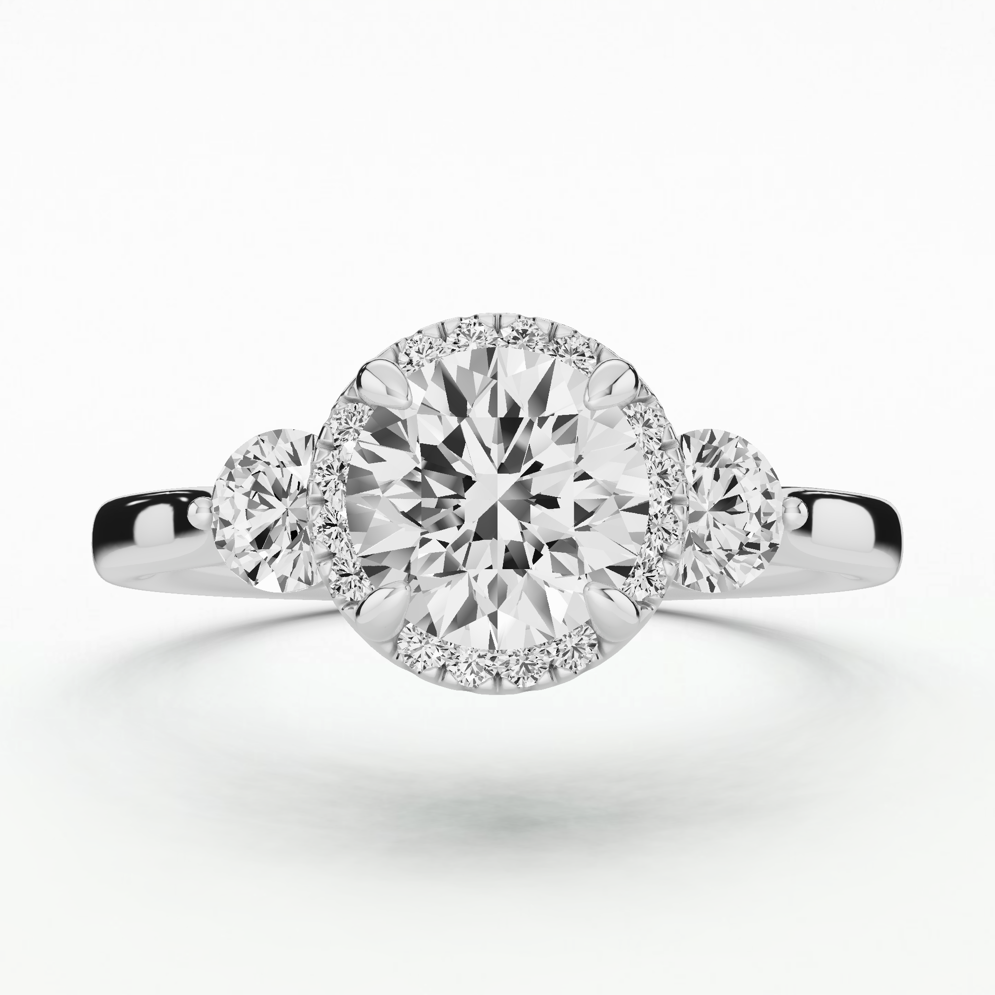Freya Three Stone Solitaire Diamond Ring-Round