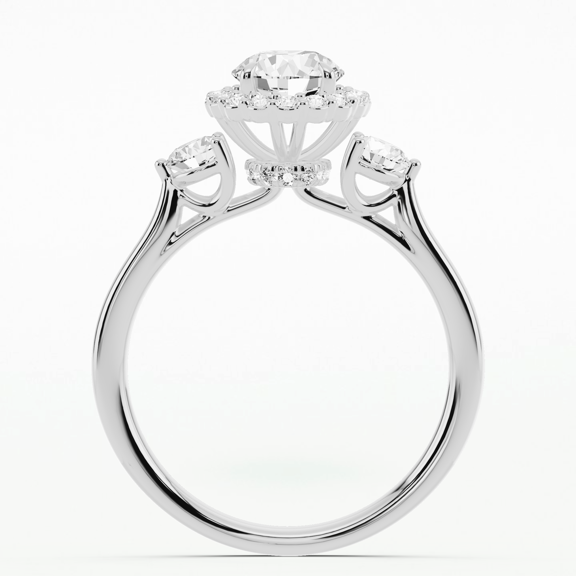 Victoria Three Stone Solitaire Diamond Ring-Round