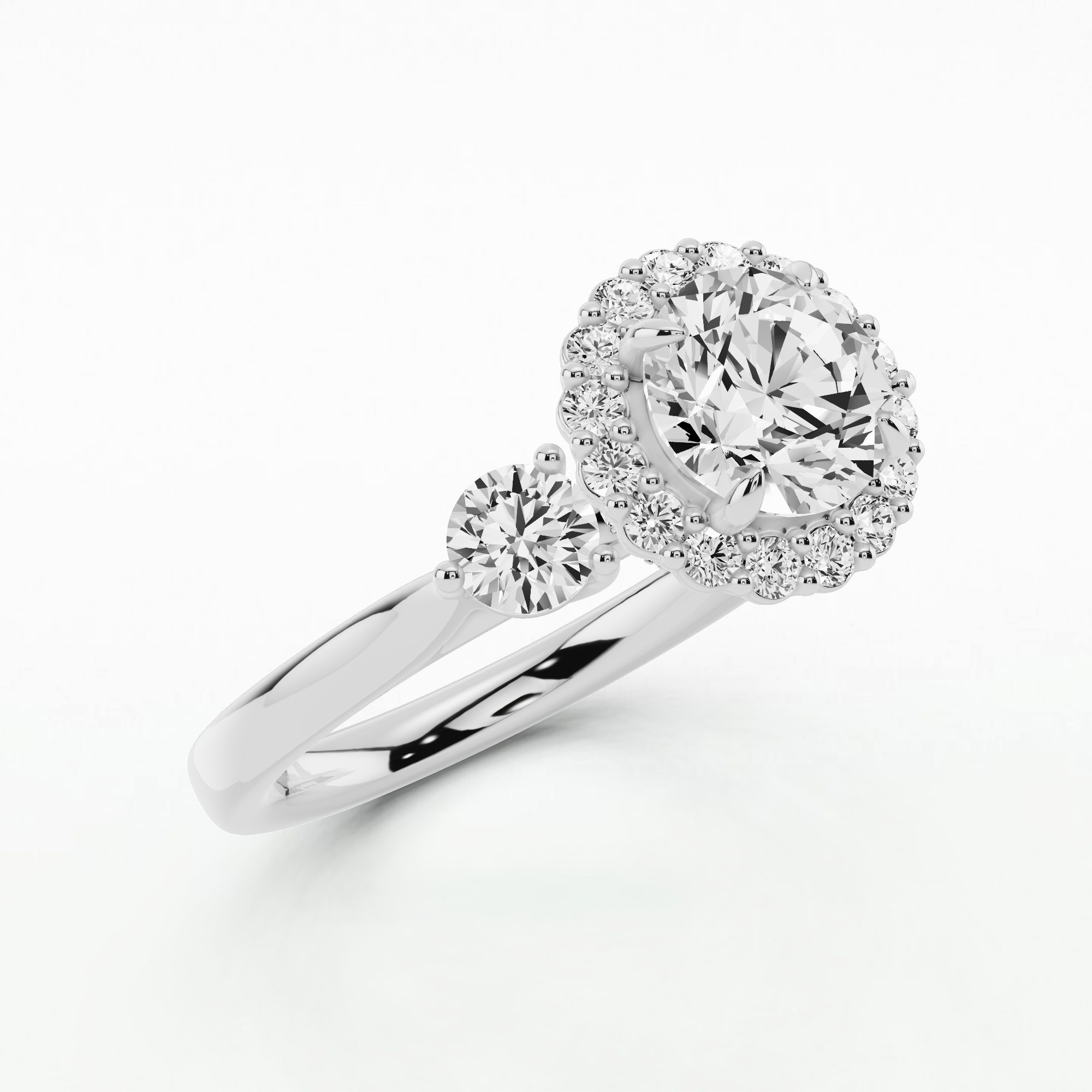 Victoria Three Stone Solitaire Diamond Ring-Round