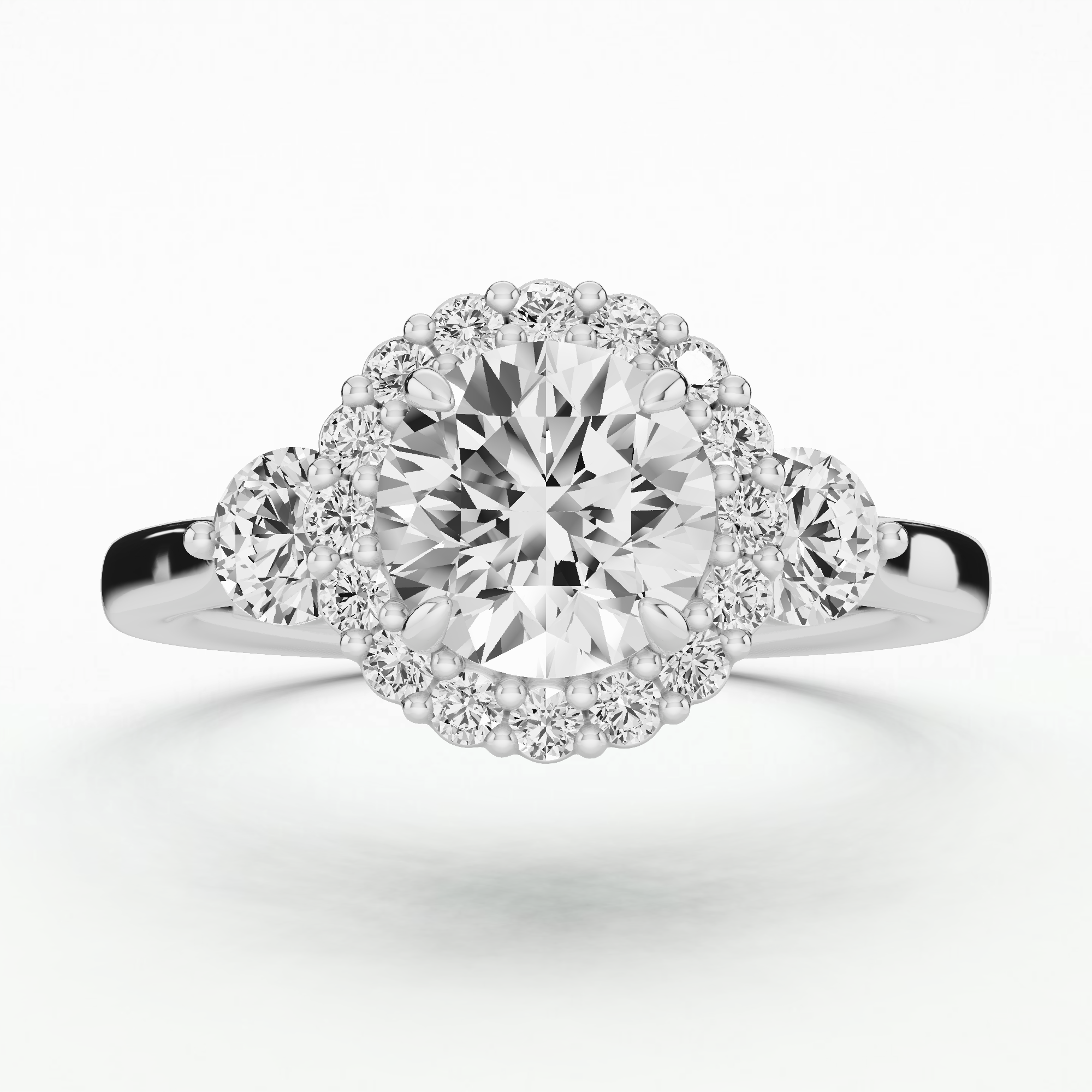 Victoria Three Stone Solitaire Diamond Ring-Round
