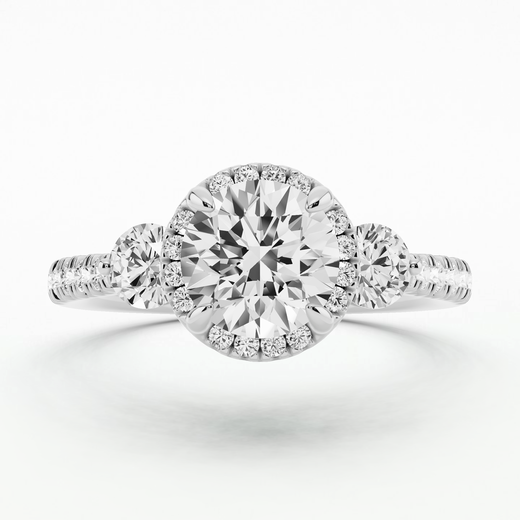 Hailey Three Stone Solitaire Diamond Ring-Round