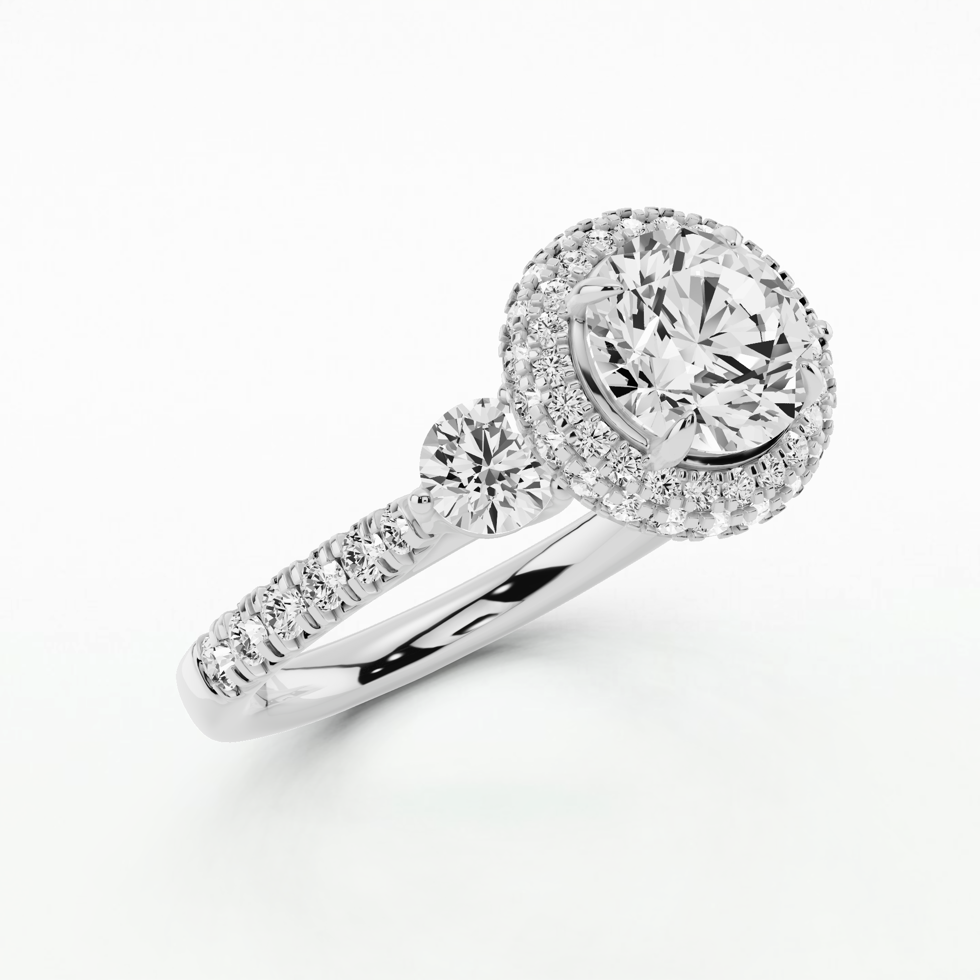 Mia Three Stone Solitaire Diamond Ring-Round