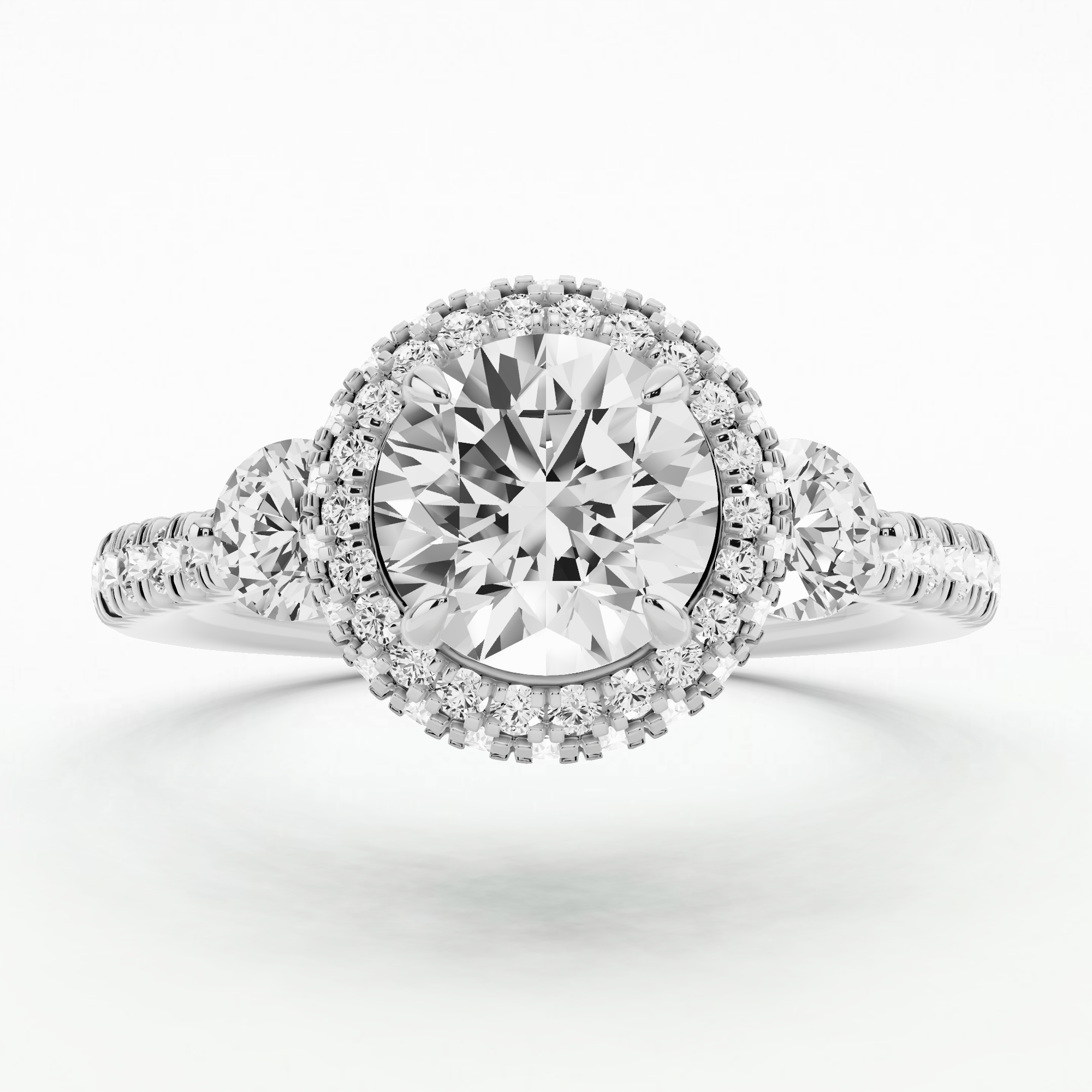 Mia Three Stone Solitaire Diamond Ring-Round