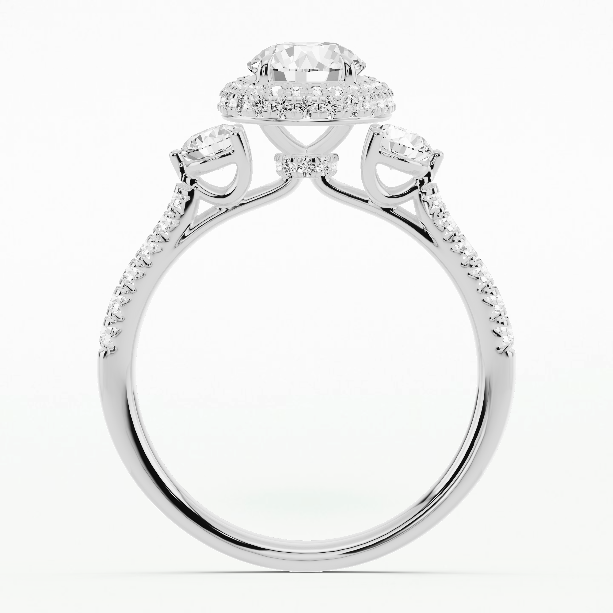 Mia Three Stone Solitaire Diamond Ring-Round