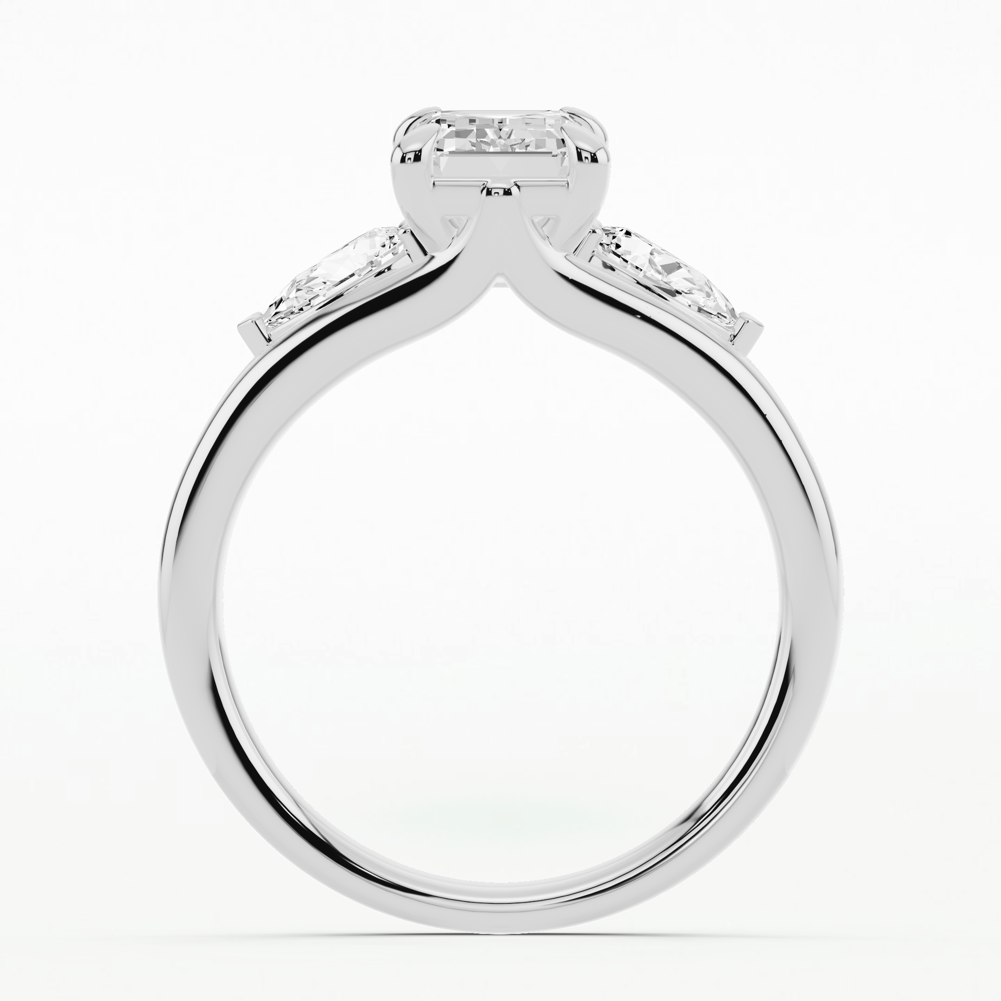 Rose Solitaire Diamond Ring-Emerald Cut