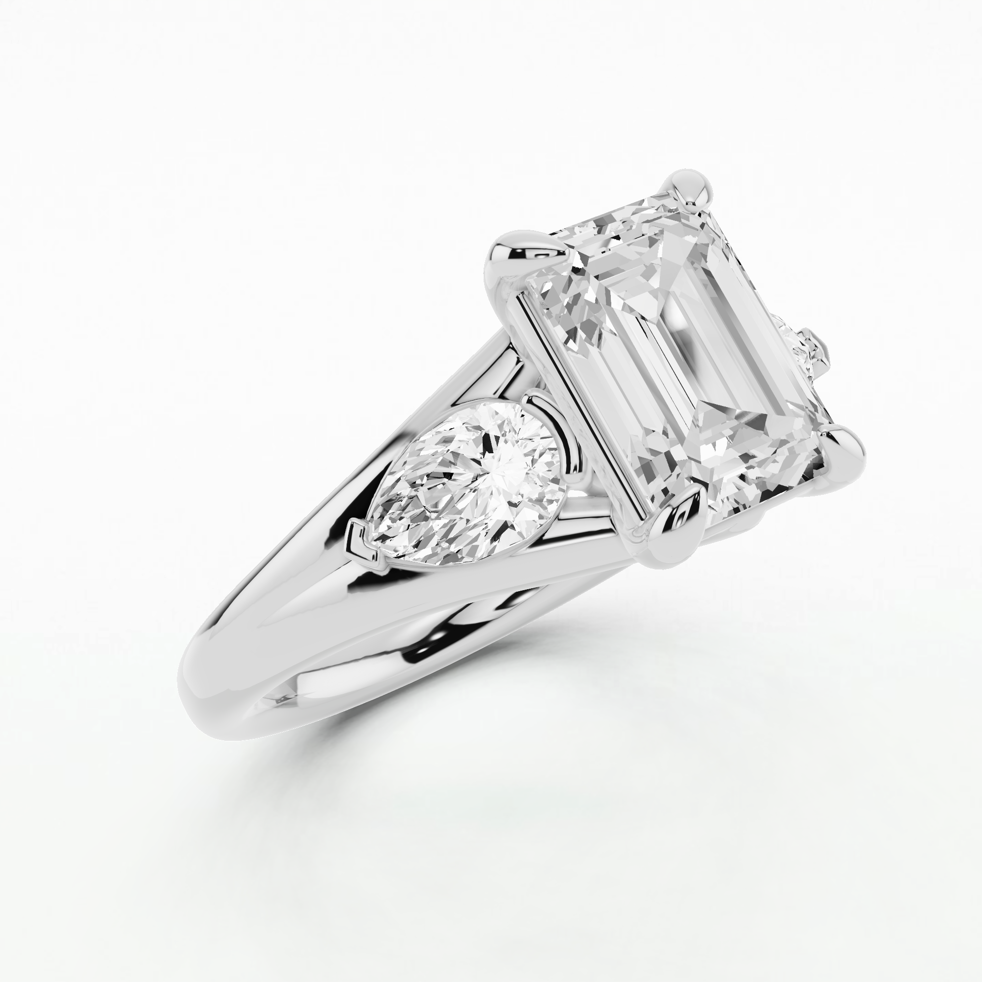 Rose Solitaire Diamond Ring-Emerald Cut