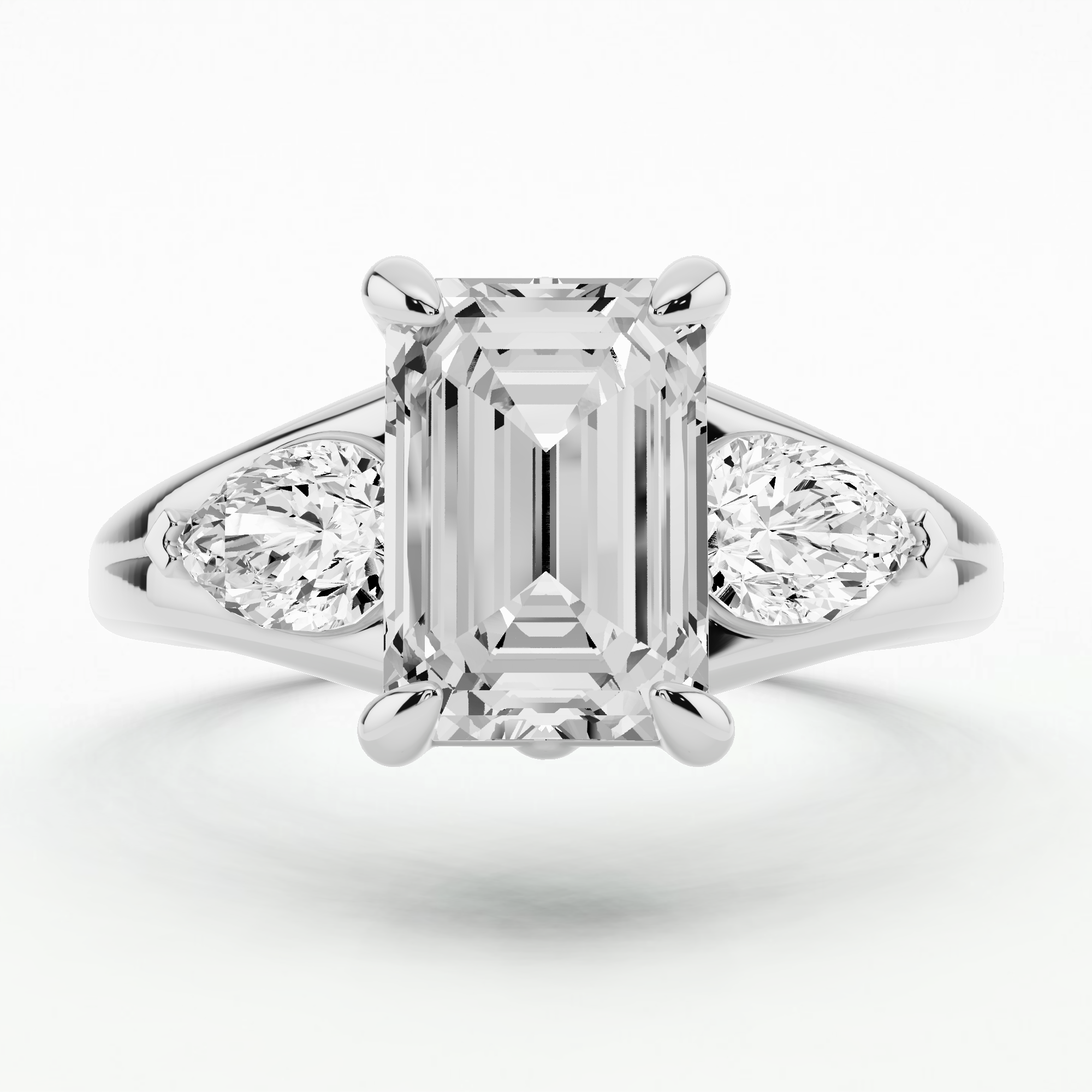 Rose Solitaire Diamond Ring-Emerald Cut