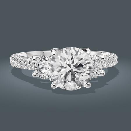 Dome Pave Trilogy Solitaire Ring