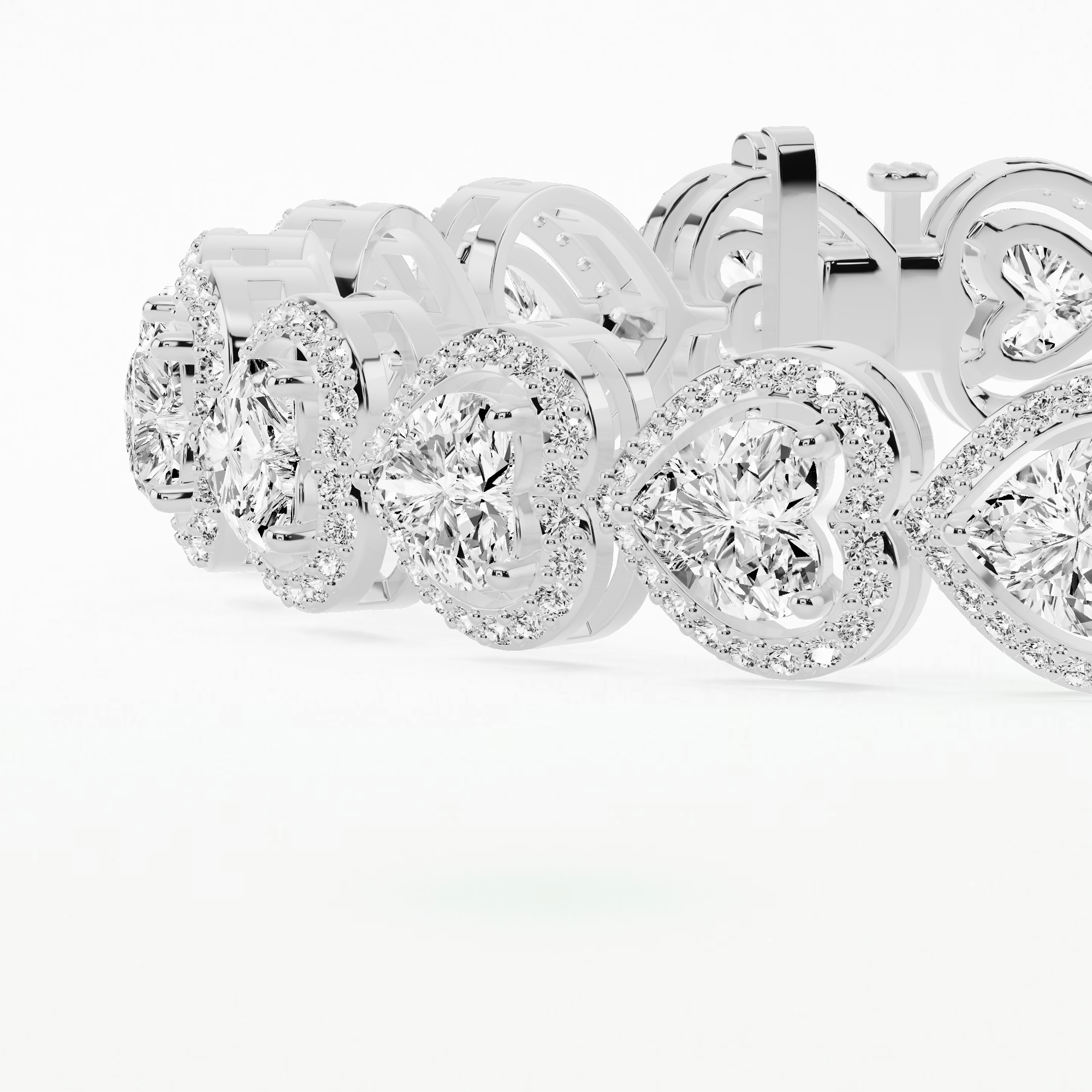 Classic Solitaire Halo Tennis Bracelet-Heart