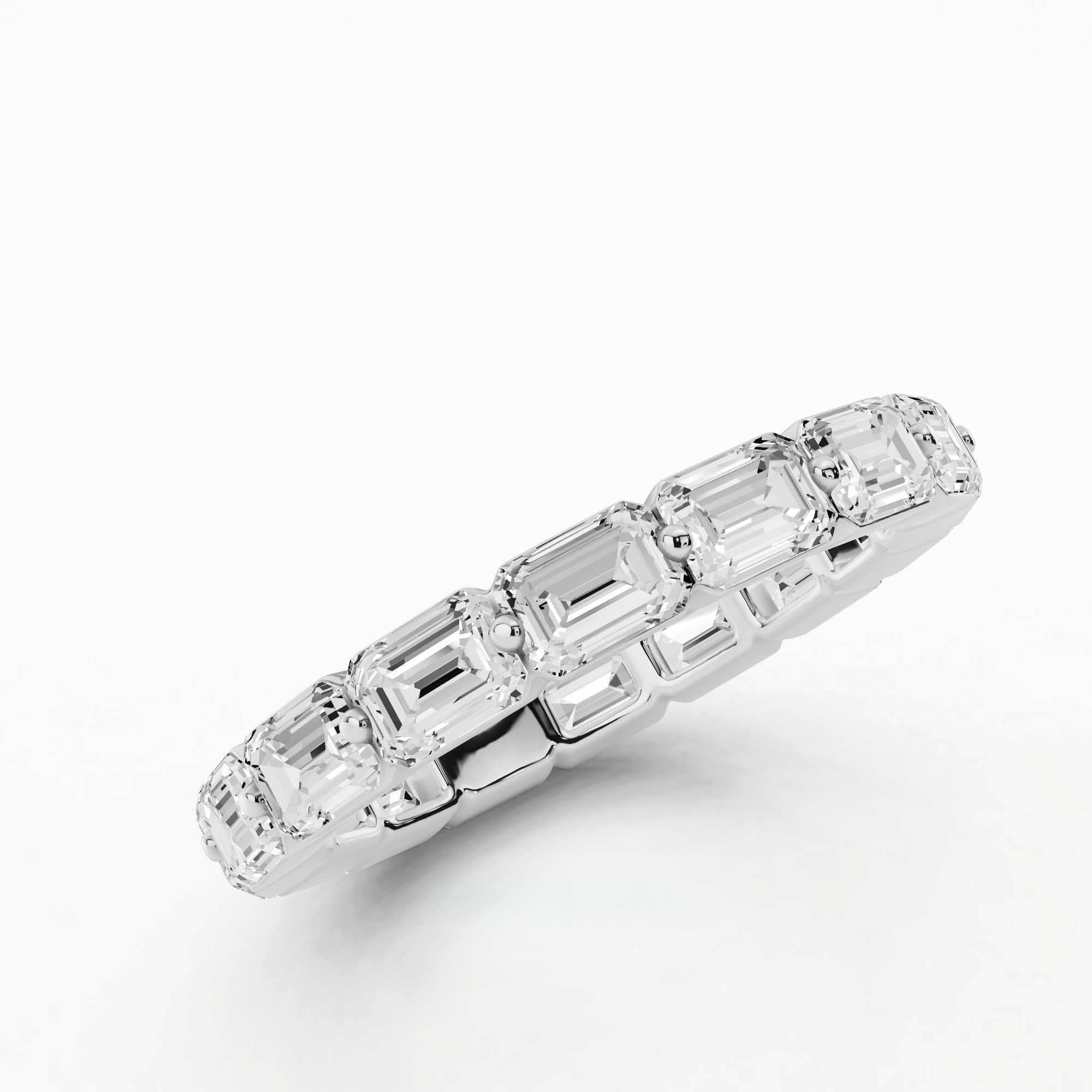 Floating Full Eternity Band-Emerald Cut