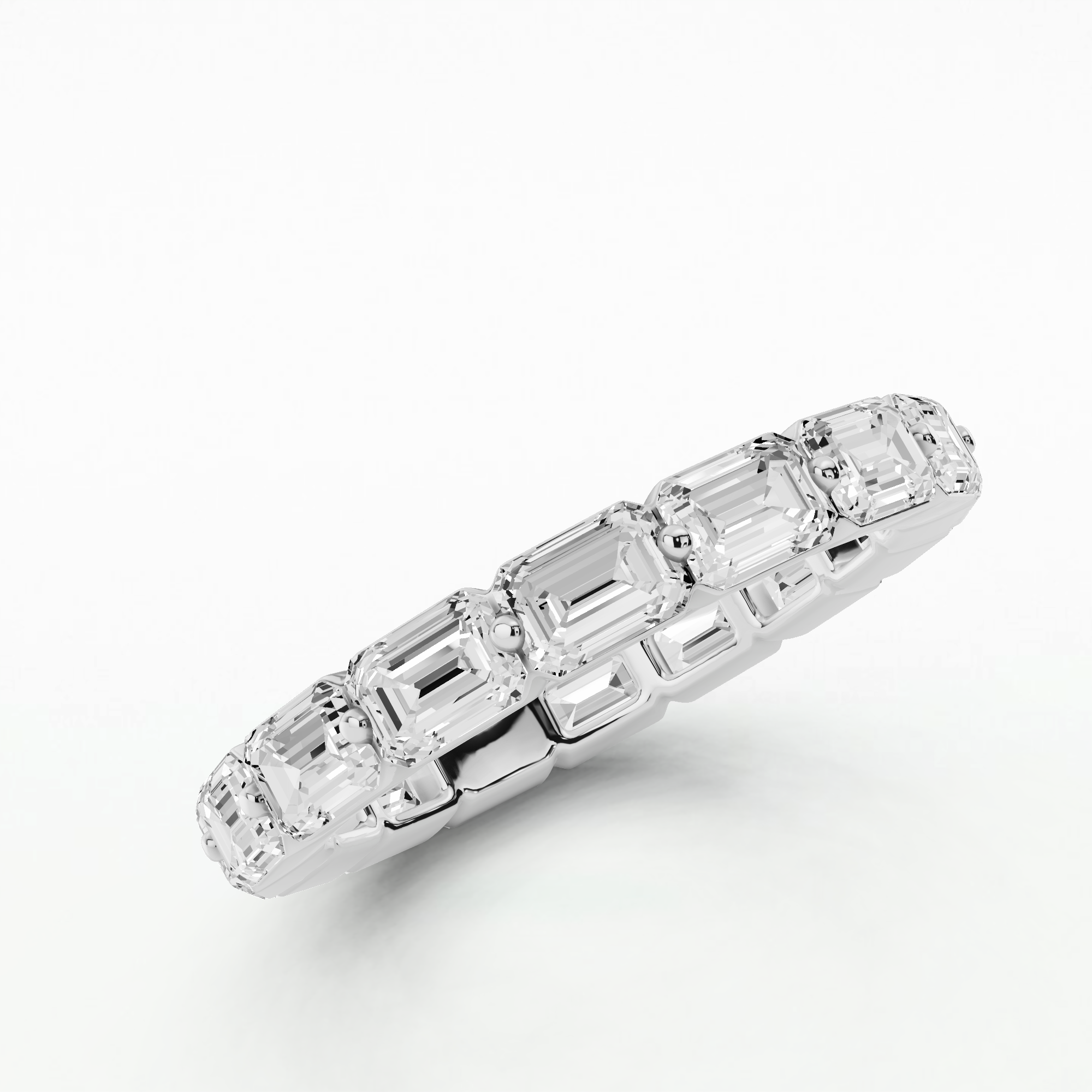 Floating Full Eternity Band-Emerald Cut