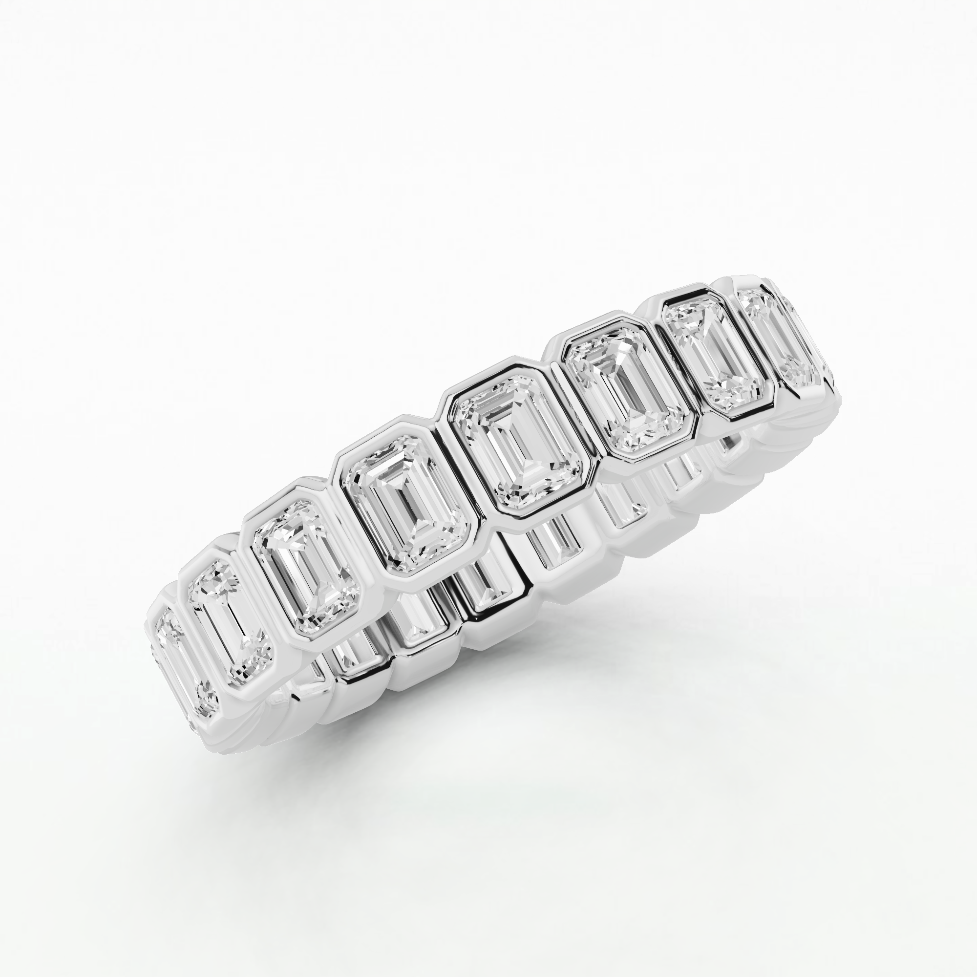 Bezel Set Eternity Band-Emerald Cut