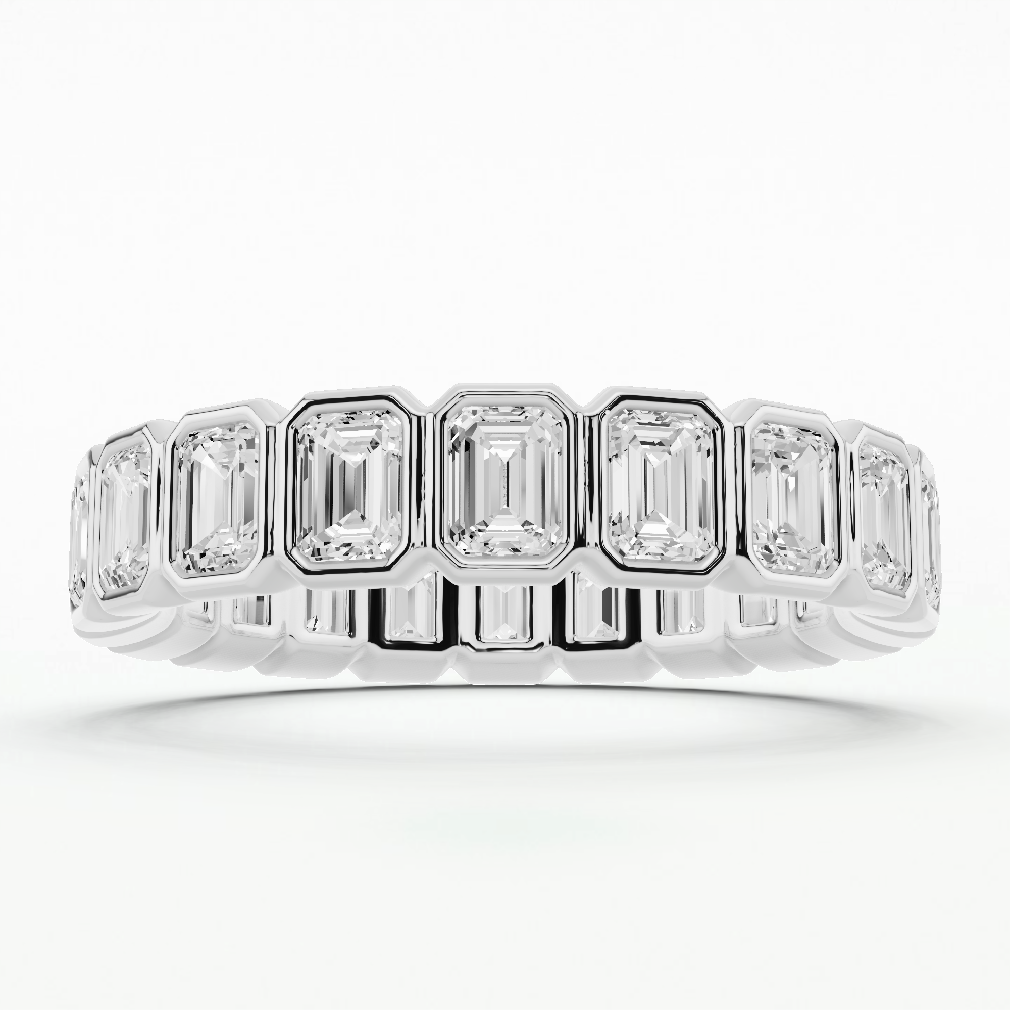 Bezel Set Eternity Band-Emerald Cut