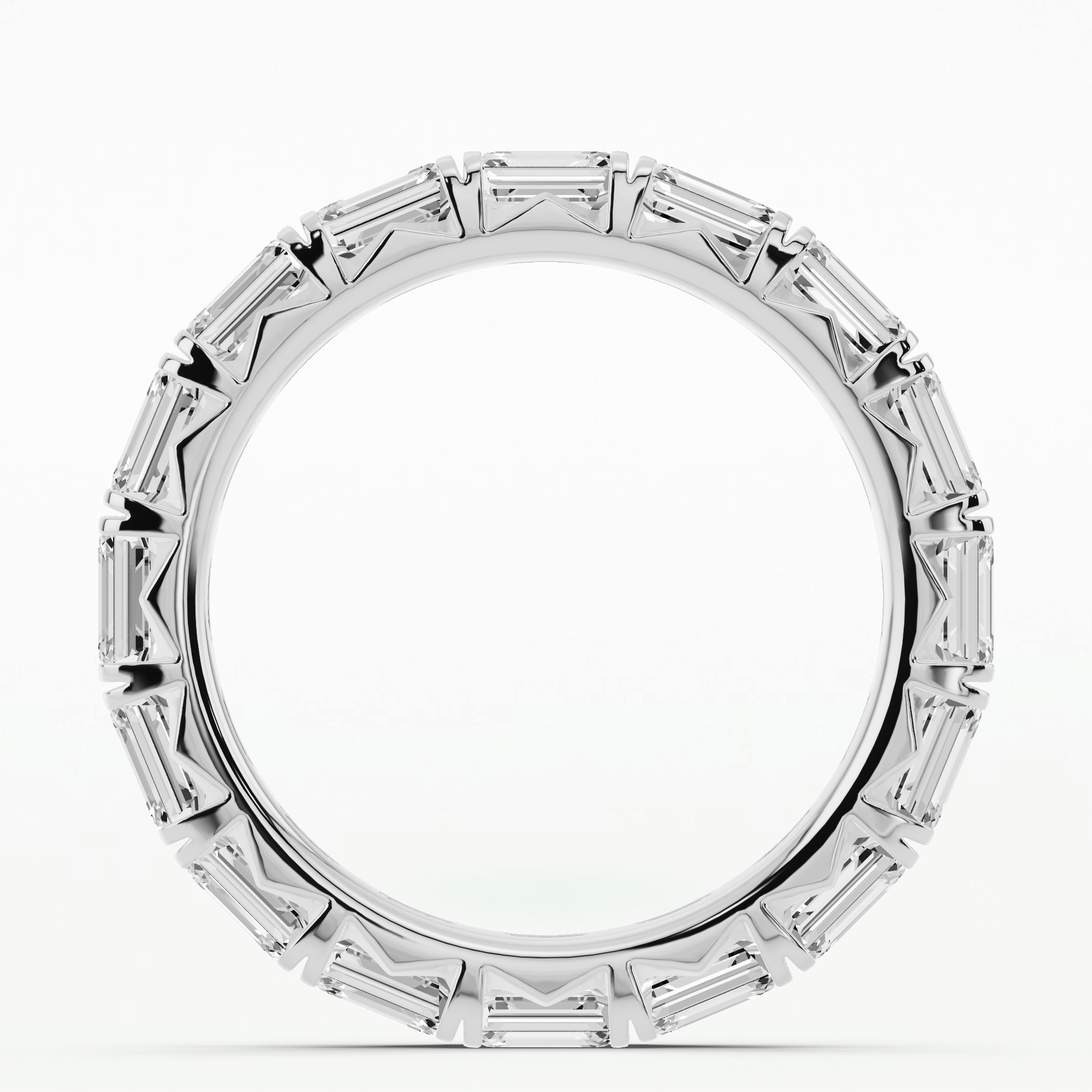 East West Pave Set Full Eternity Band-Emerald Cut