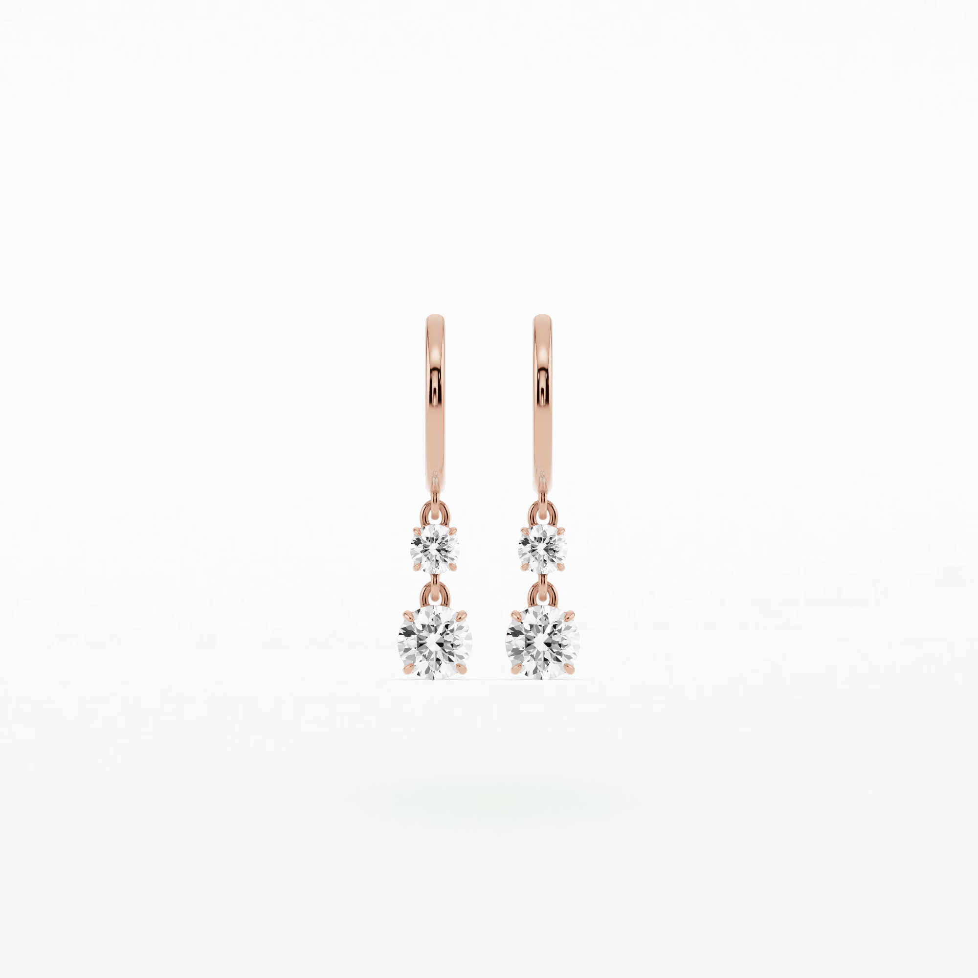 Two Stone Drop Earrings-Round