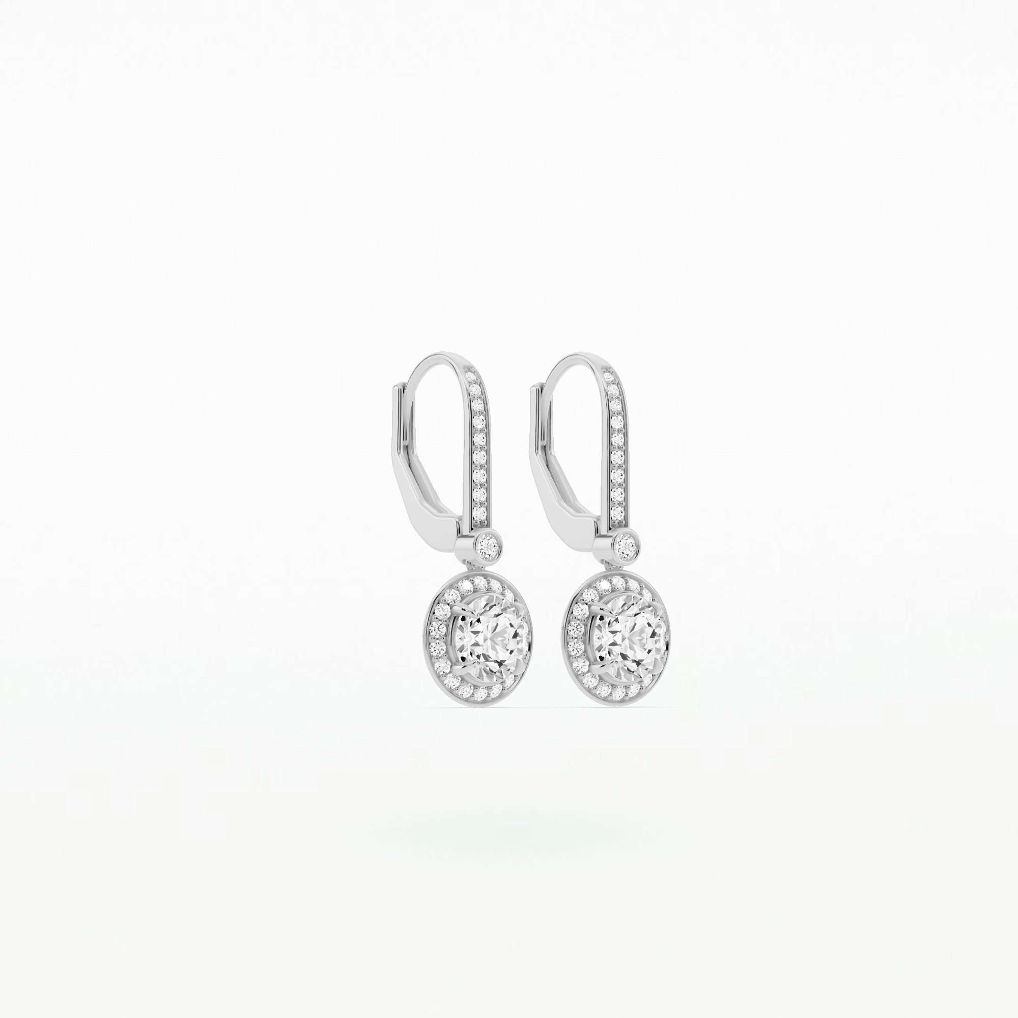 Classic Dangler Halo Solitaire Earrings - Round