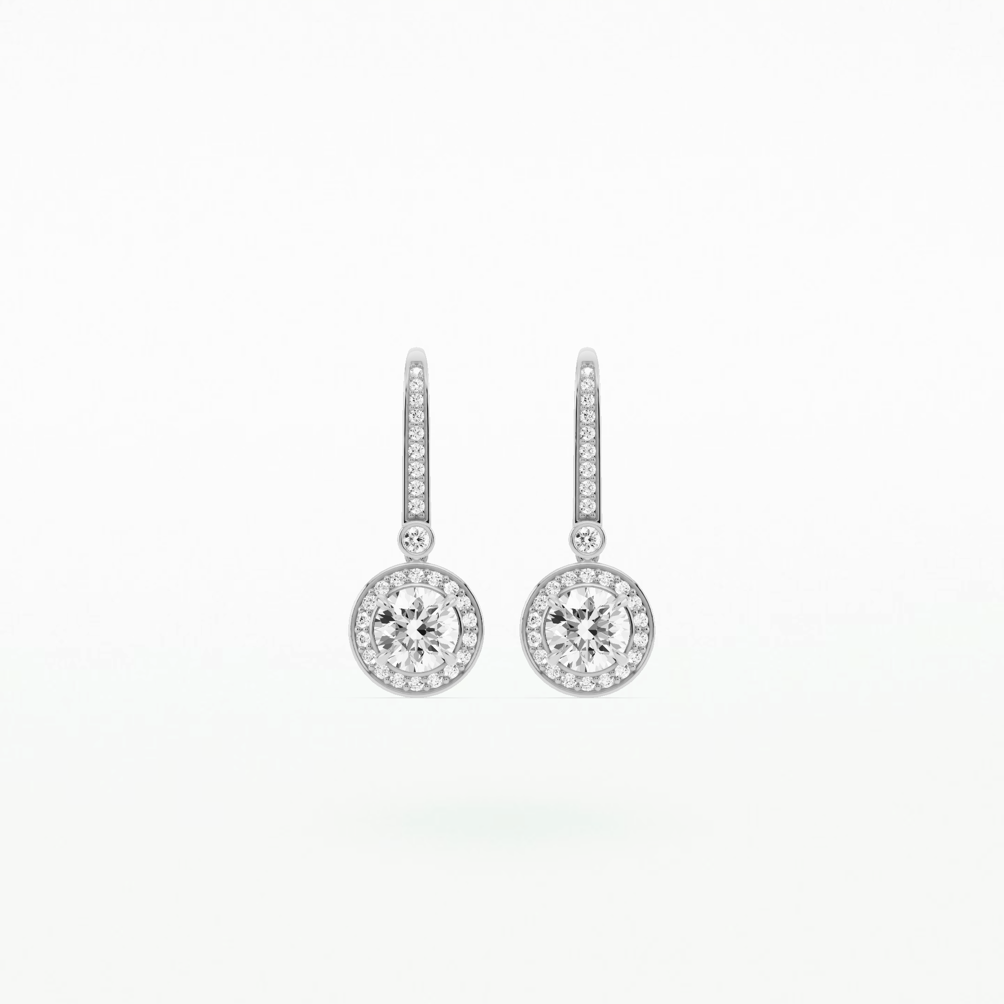 Classic Dangler Halo Solitaire Earrings - Round