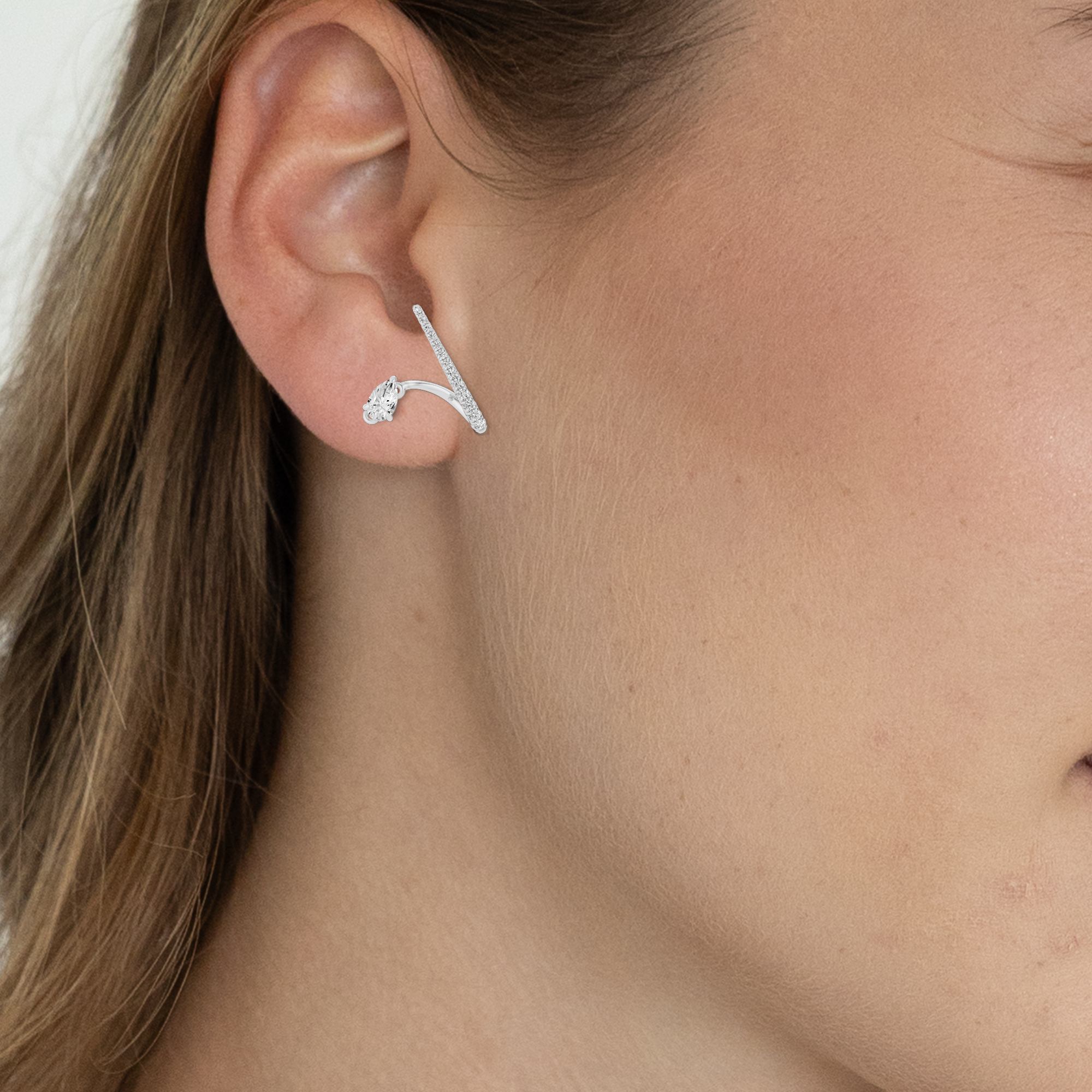 Maryam Ghorban Raindrop Solitaire Diamond Gap Earring-Pear