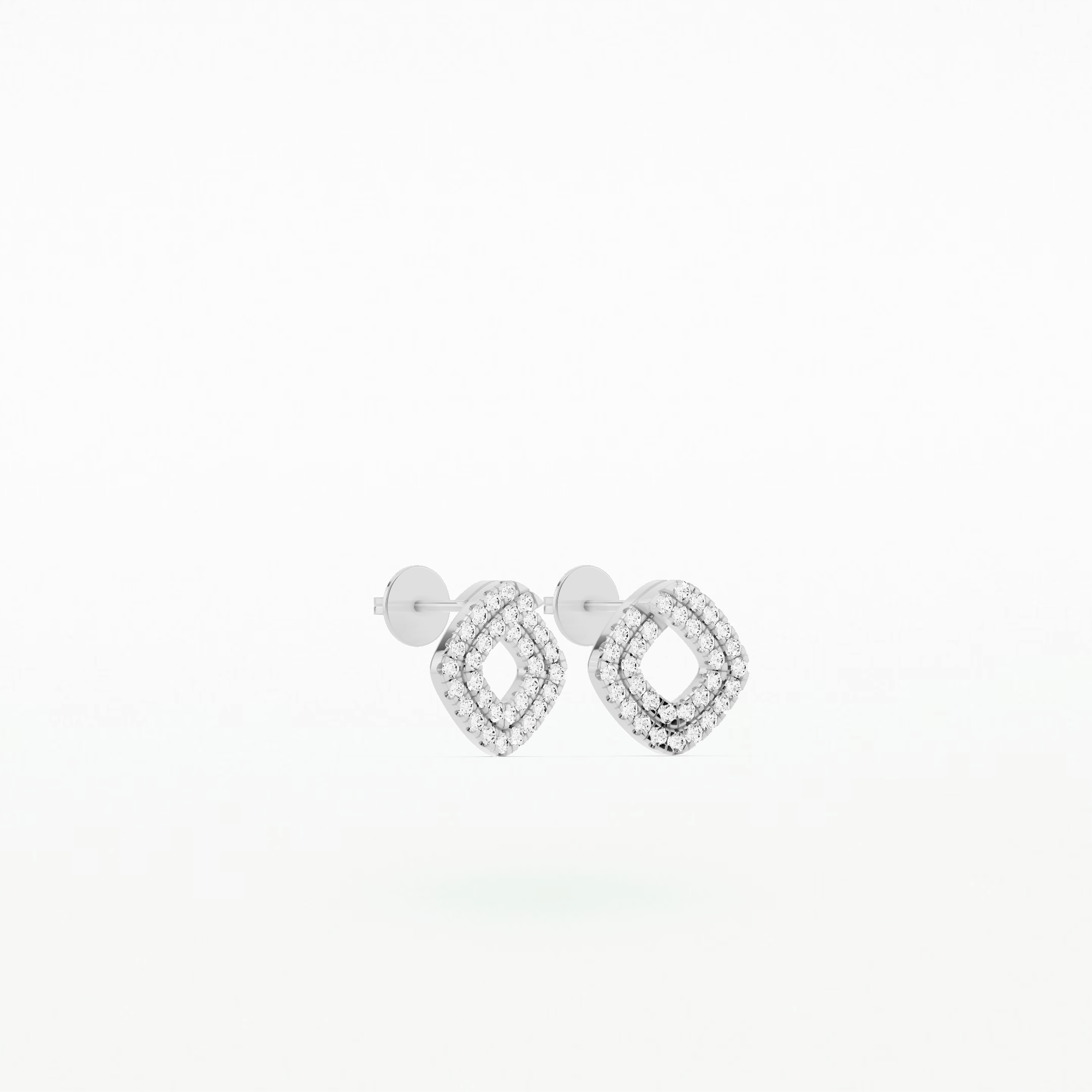 Twisted Double Halo Cushion Earrings-Round