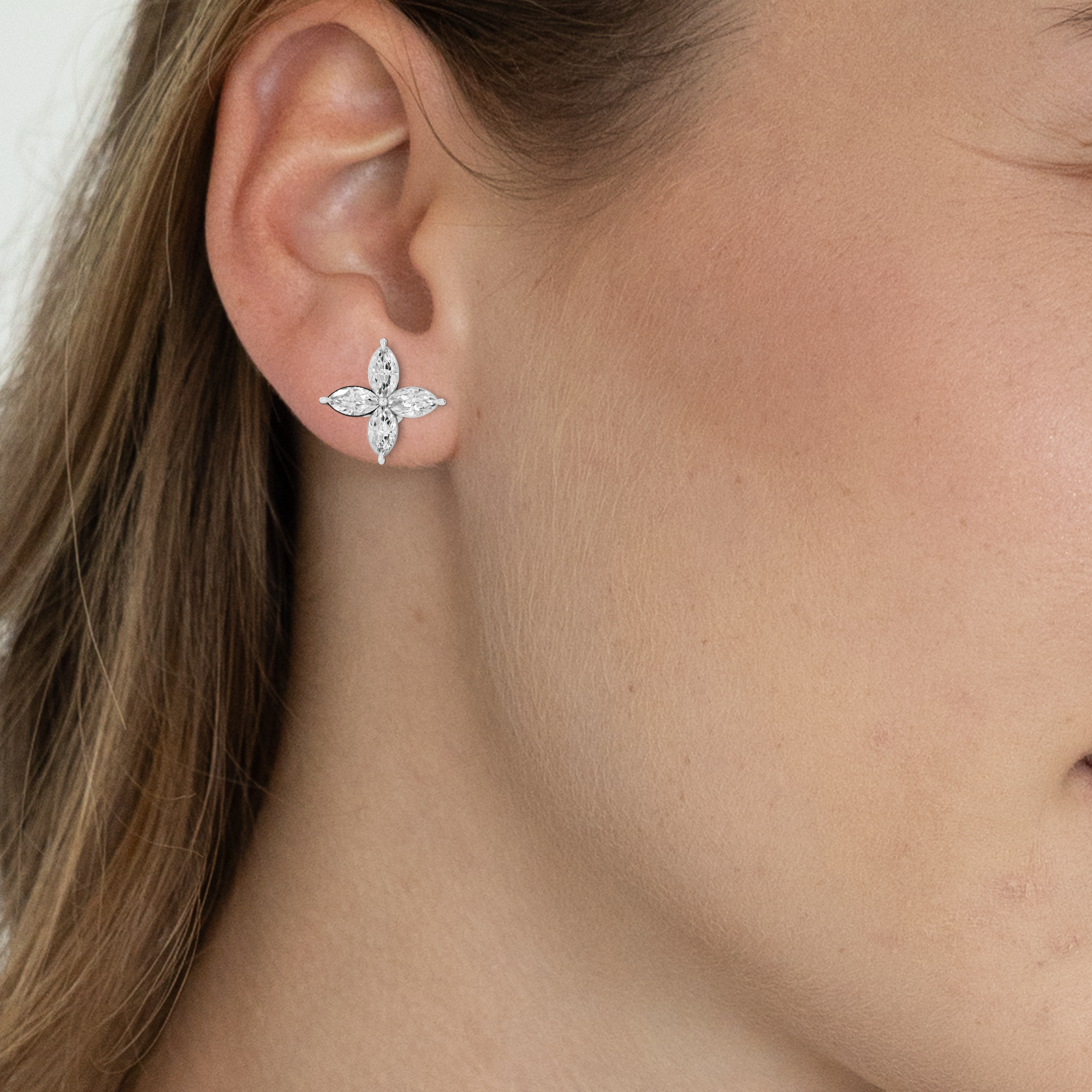 Petal Curve Studs - Marquise