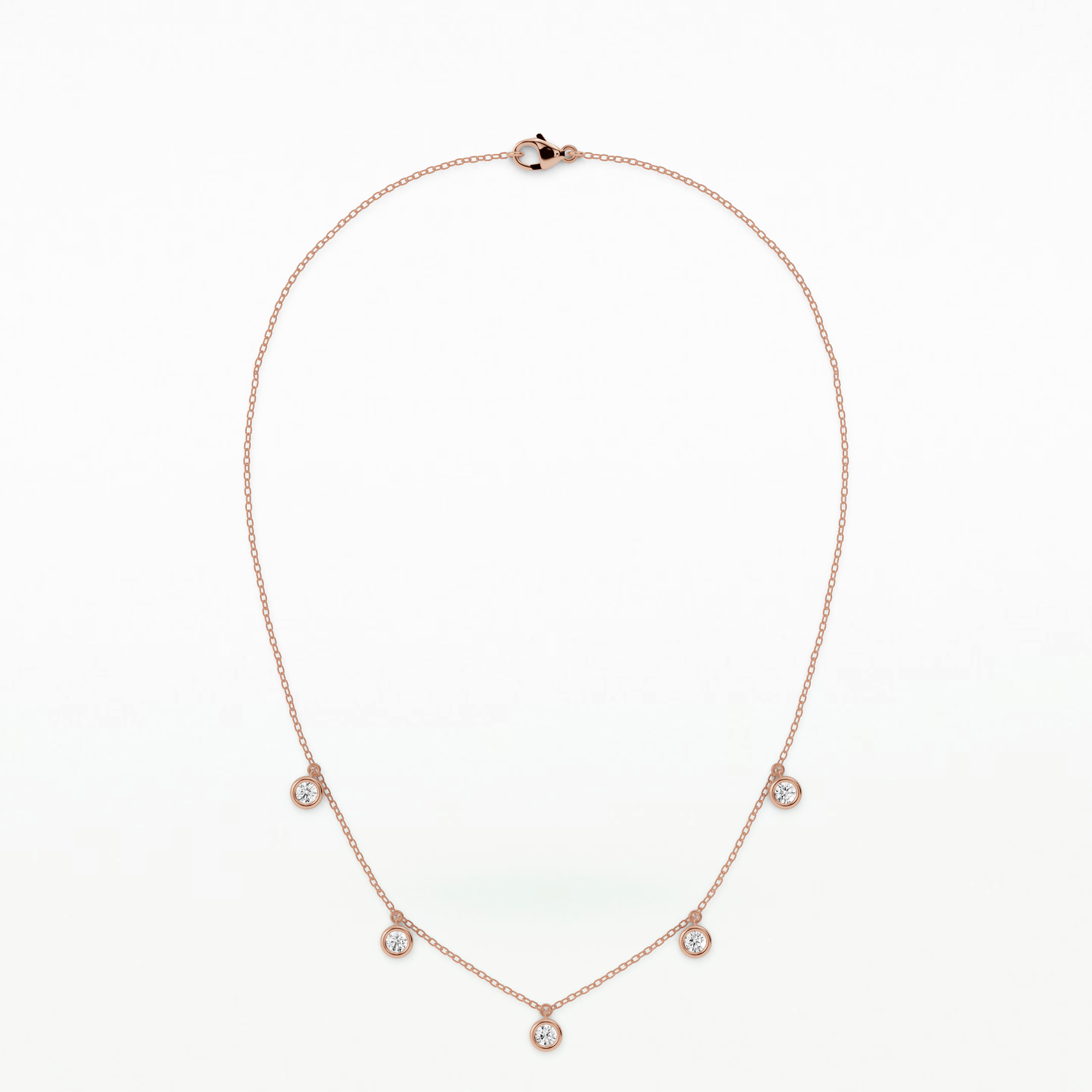 Dew Drops Bezel Set Five Station Necklaces-Round