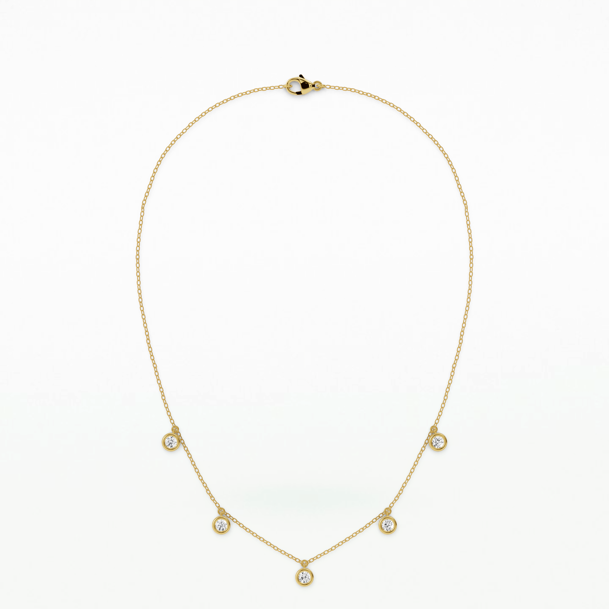 Dew Drops Bezel Set Five Station Necklaces-Round