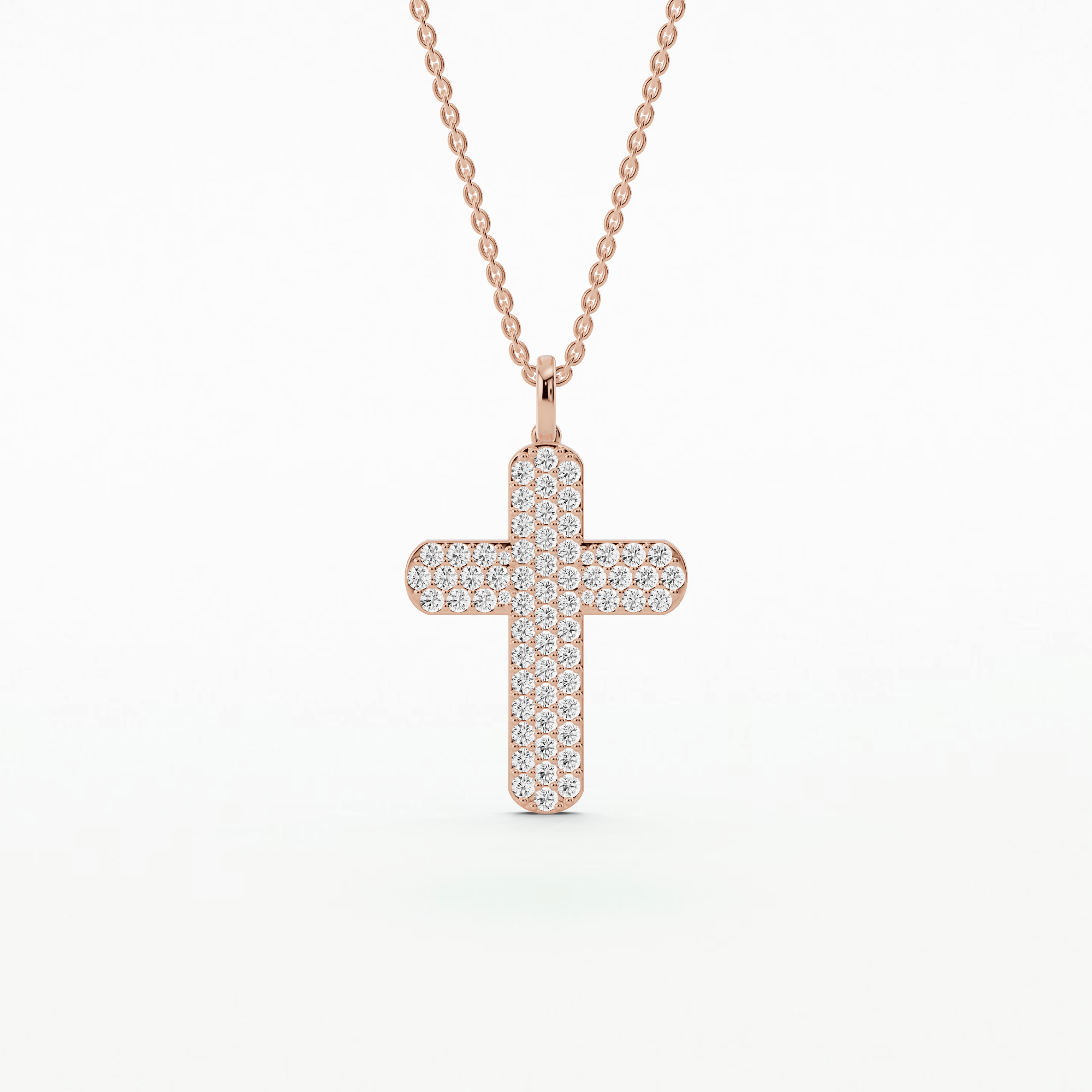 Pave Cross Pendant-Round