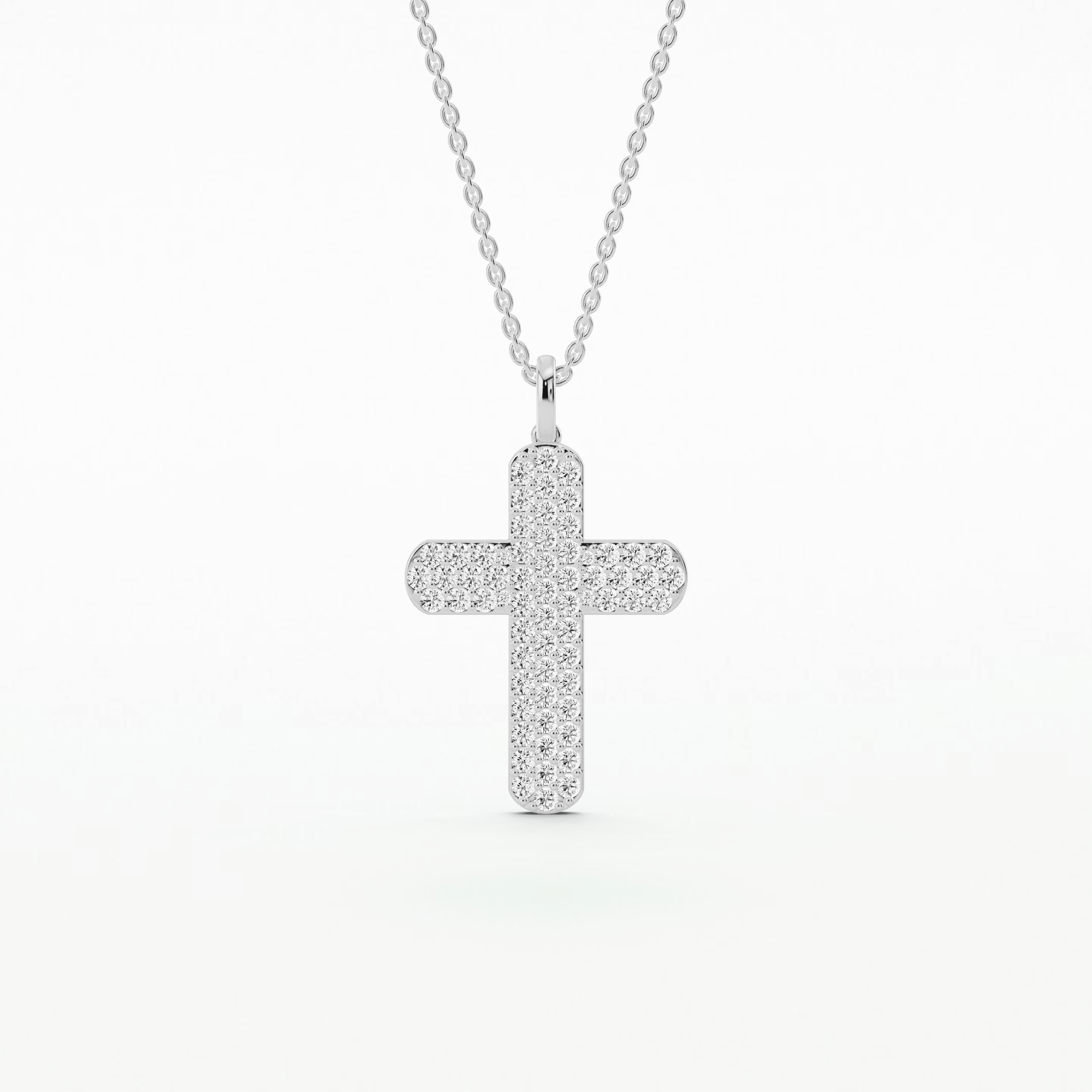 Pave Cross Pendant-Round