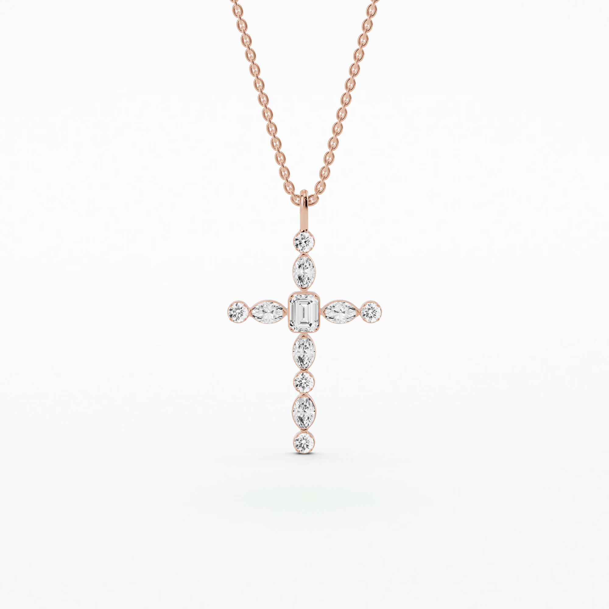 Fancy Shaped Lab Grown Diamond Cross Pendant-Multi Stone