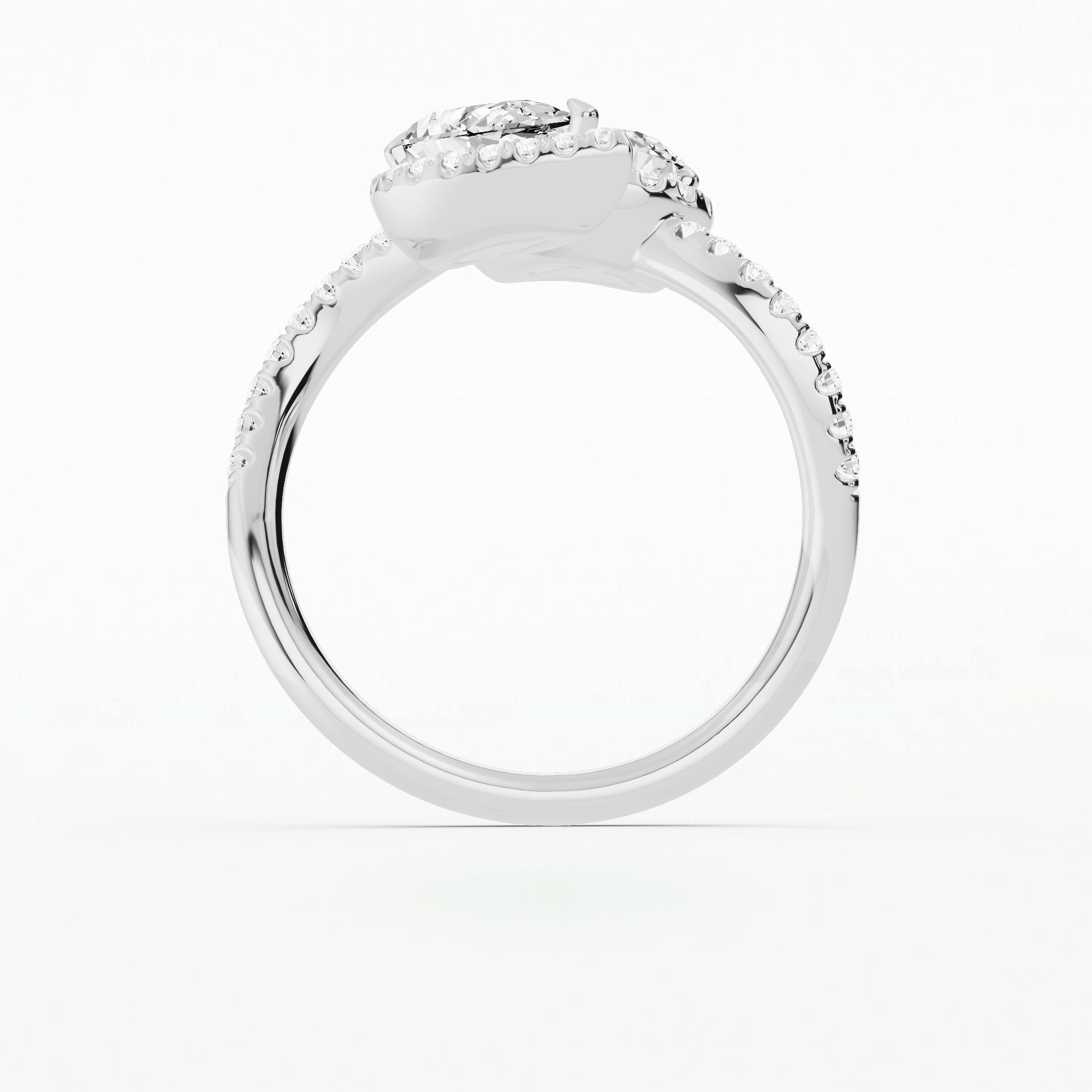 Studded Halo Detour Ring-Pear