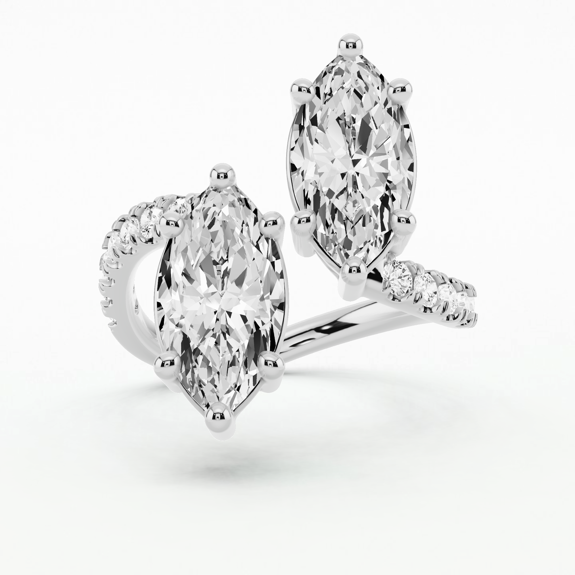 Studded Detour Ring-Marquise