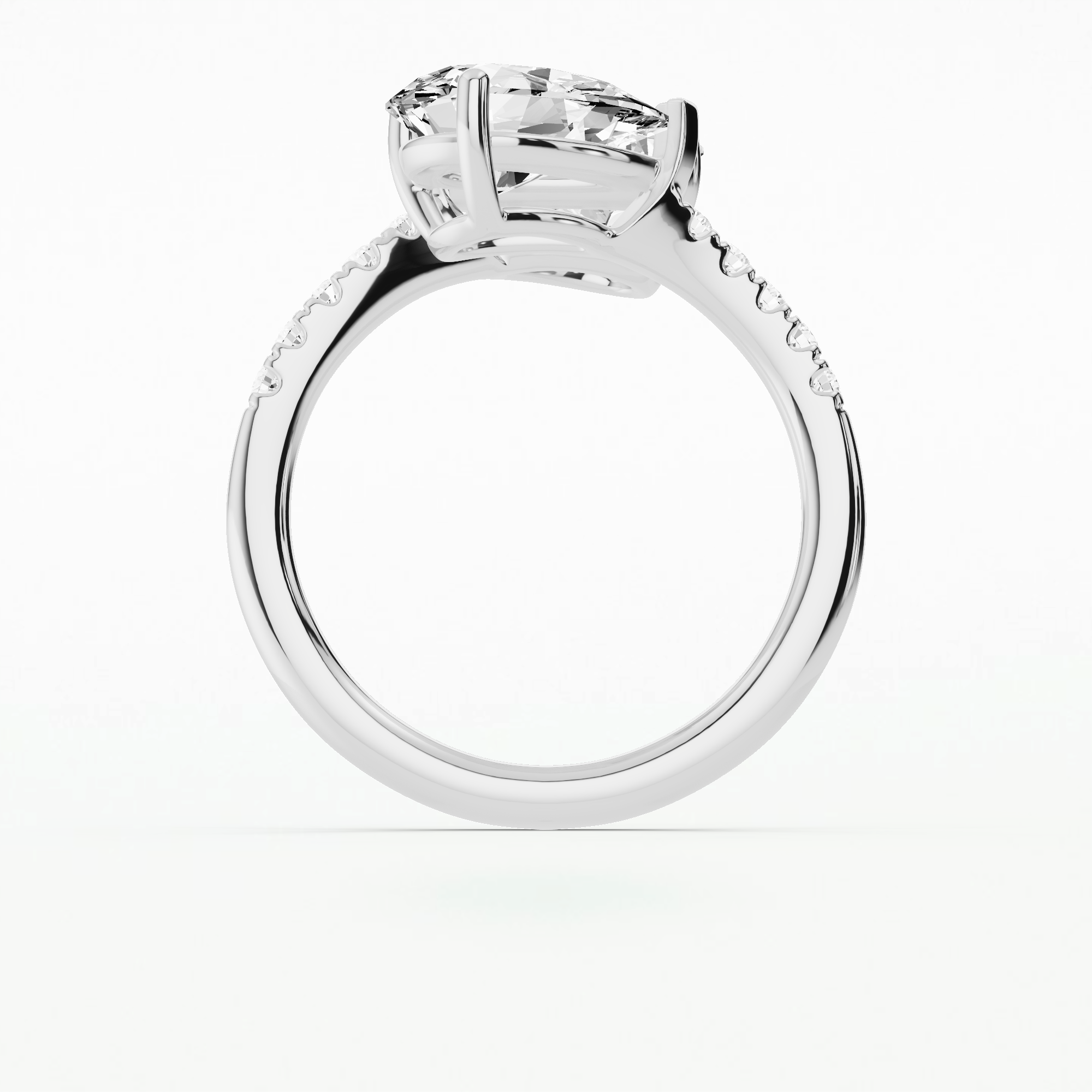 U&I Pave Solitaire Ring-Pear