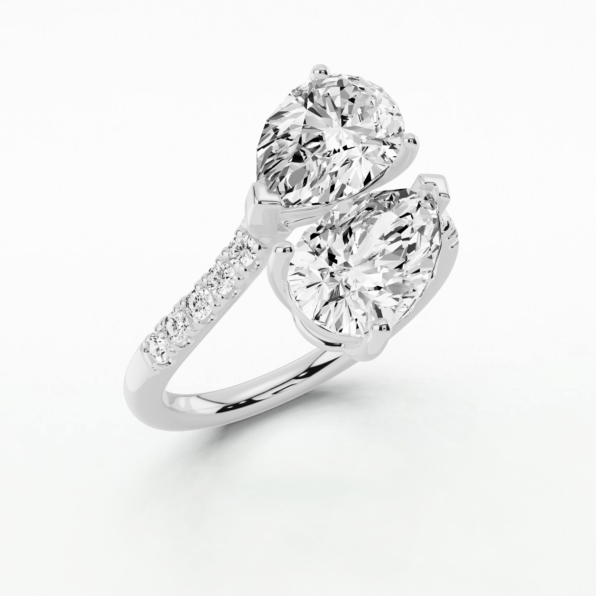 U&I Pave Solitaire Ring-Pear