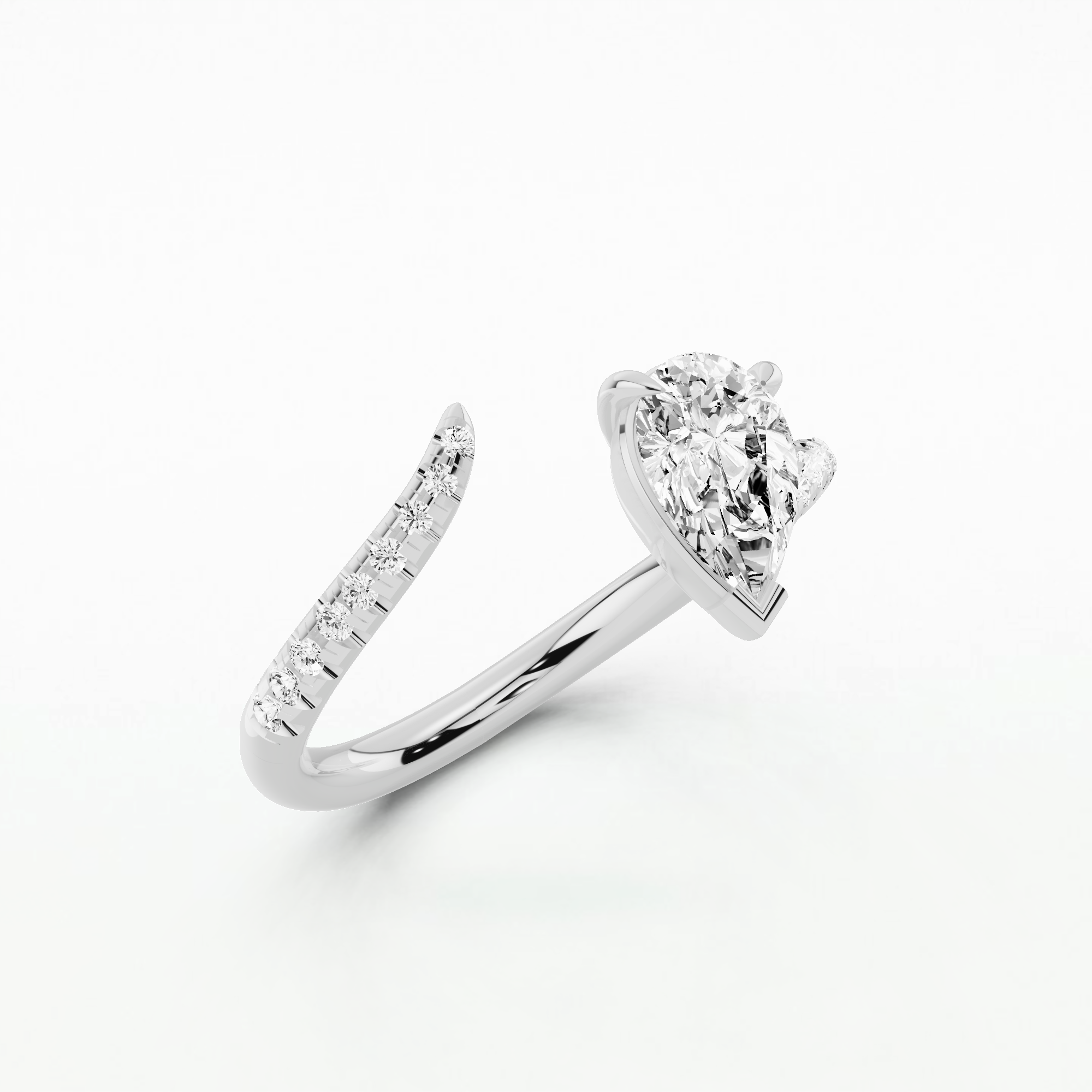 Clawed Drop Fashion Ring-Pear