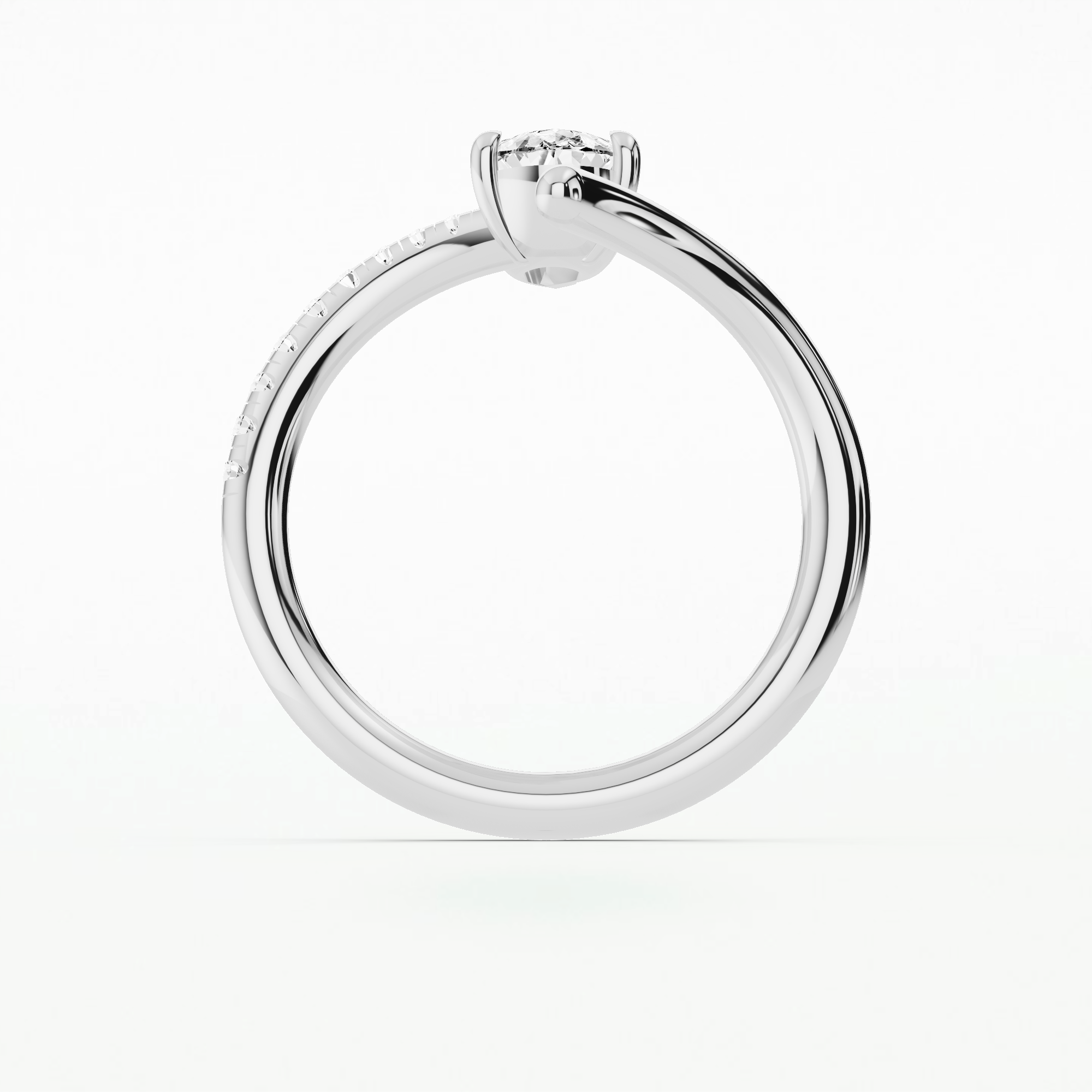 Micro Prong Drop Fashion Ring-Pear
