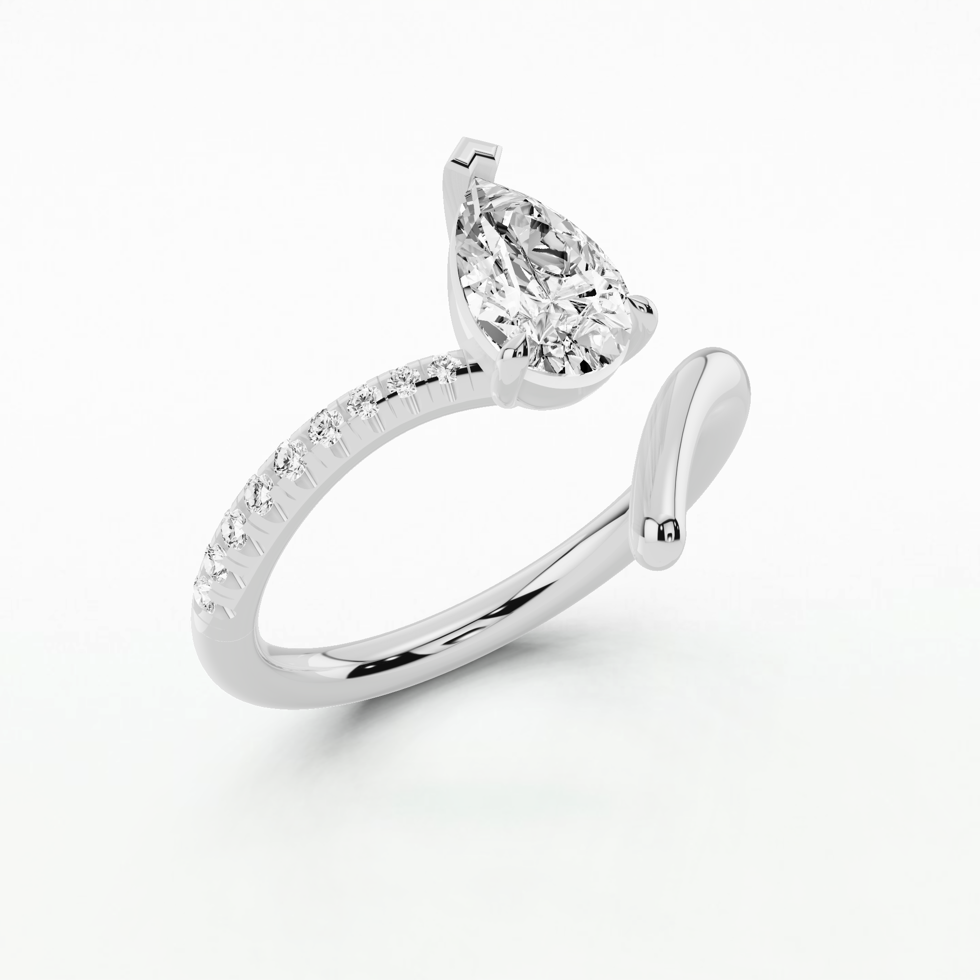 Micro Prong Drop Fashion Ring-Pear